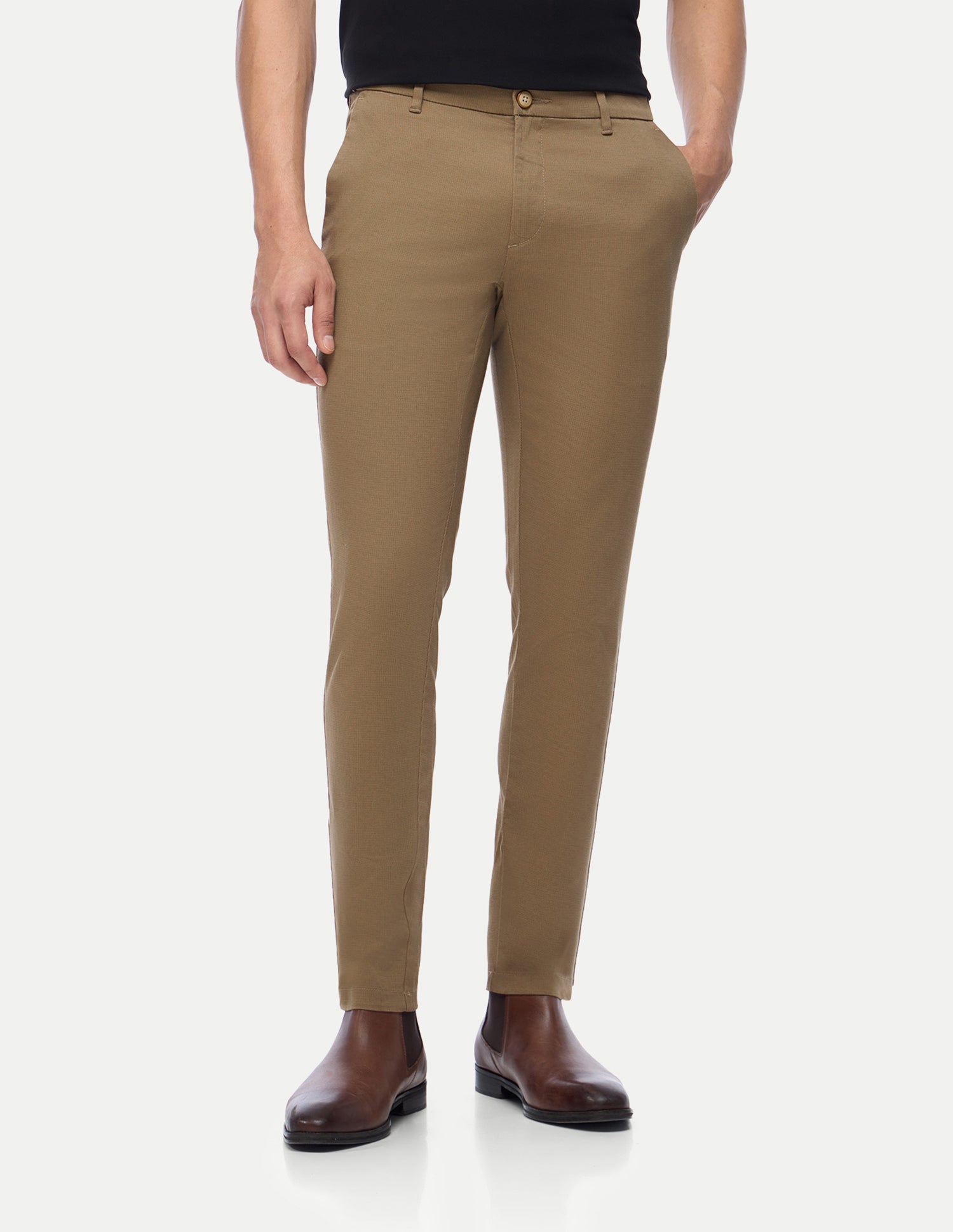 Austin Trim Regular Fit Satin Trousers Khaki - U.S. Polo Assn. India | Large
