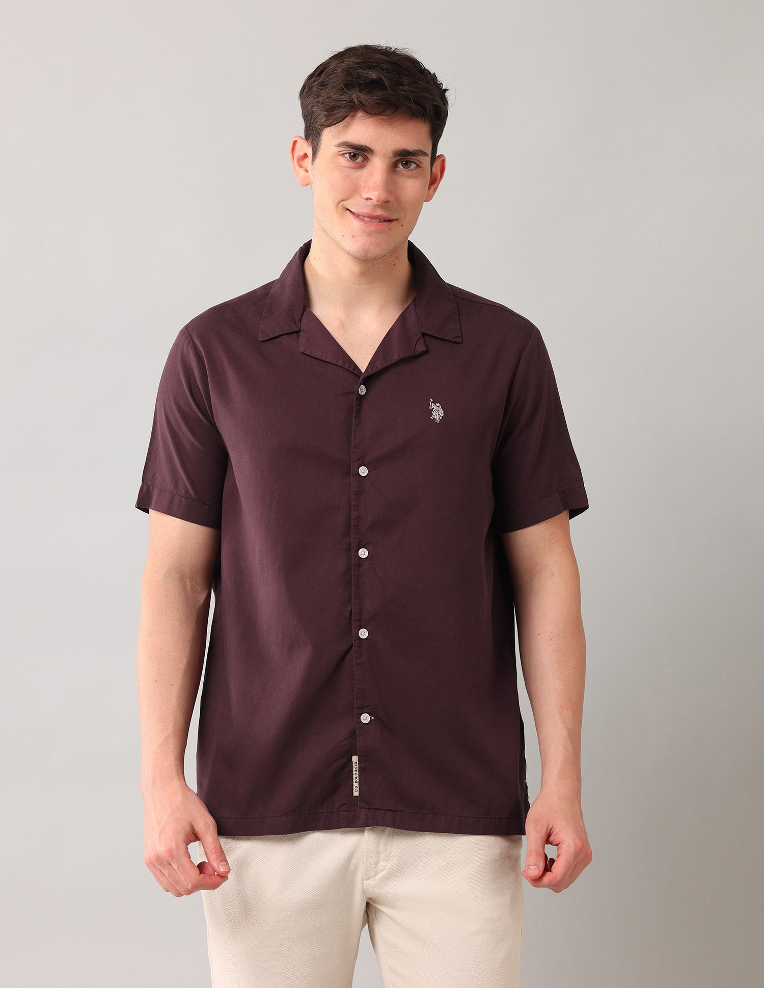 Solid Relaxed Fit Shirt Maroon - U.S. Polo Assn. India | Large