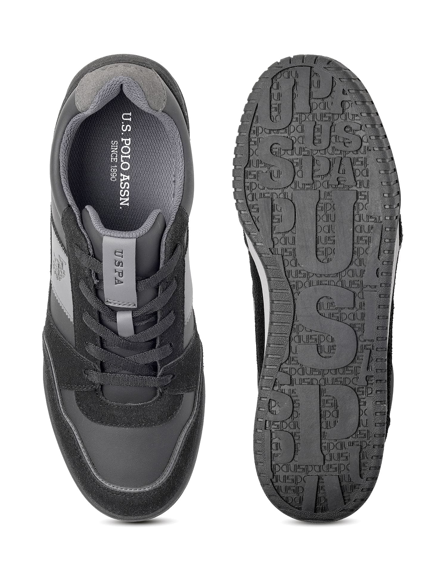 Rever 2.0 Colourblocked Suede Sneakers Black - U.S. Polo Assn. India | Large