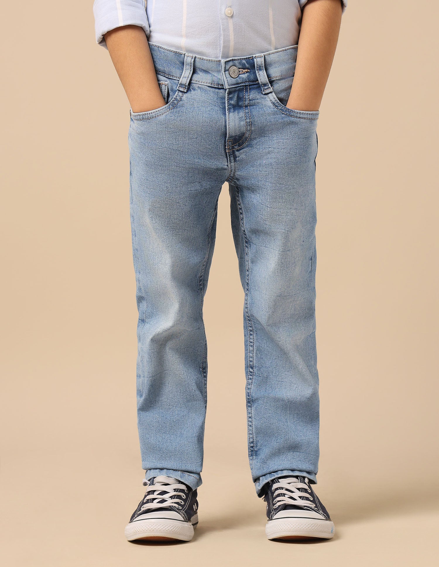 Boys Stone Washed Relaxed Fit Jeans Light Blue - U.S. POLO ASSN. | Large