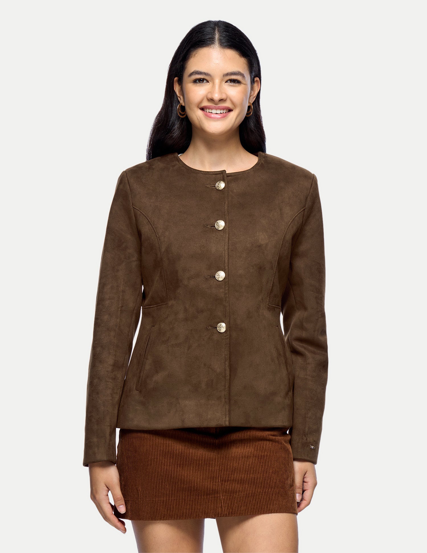 Solid Princess Detail Jacket Brown - U.S. Polo Assn. India | Large