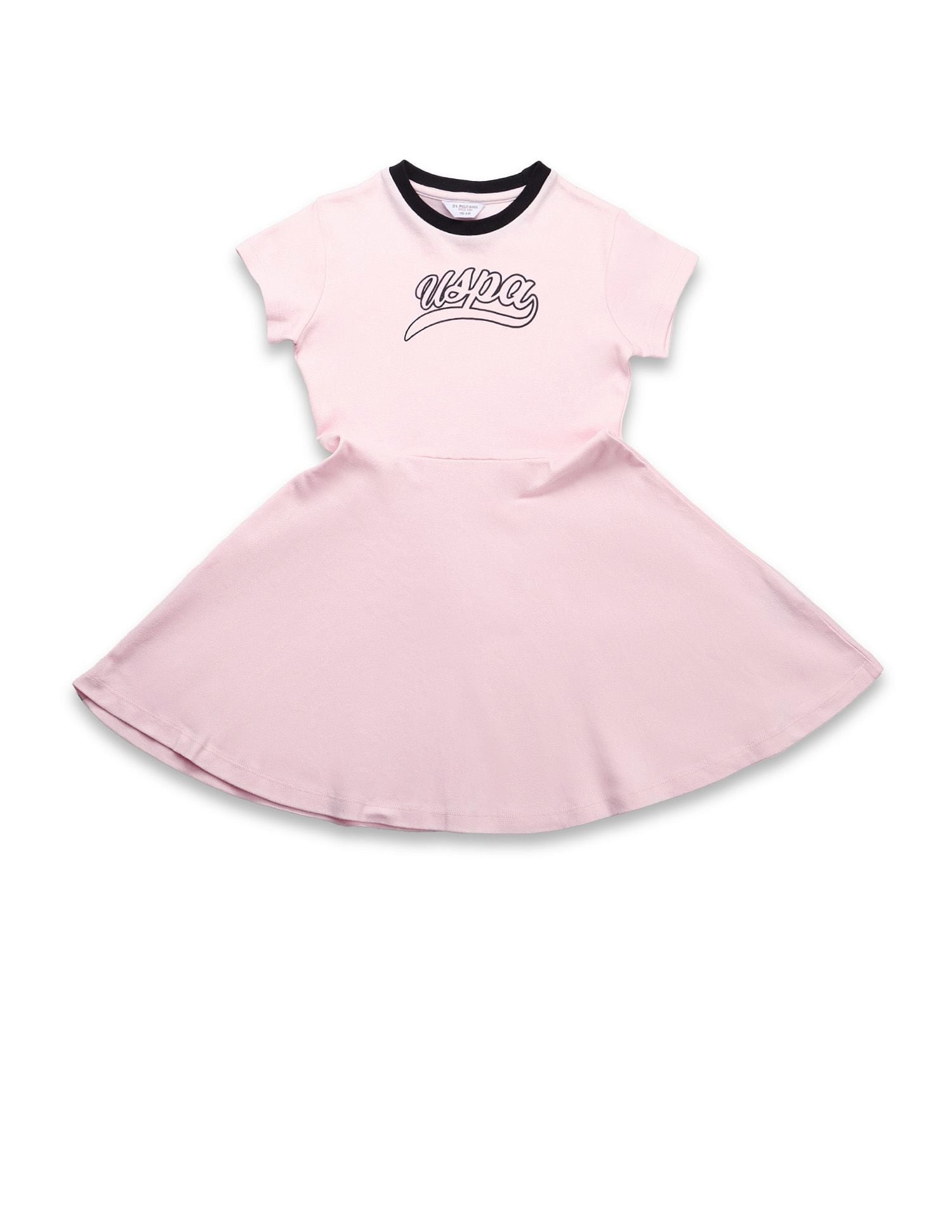 Girls Brand Printed Fit And Flare Dress Pink - U.S. POLO ASSN. | Large
