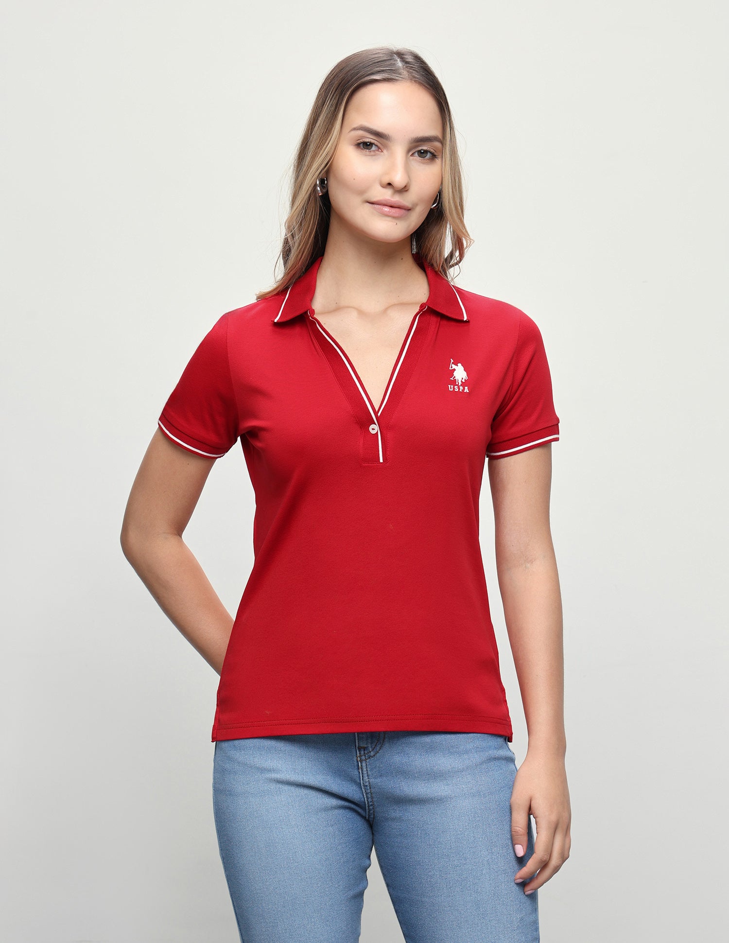 Solid Regular Fit Polo Shirt Red - U.S. Polo Assn. India | Large