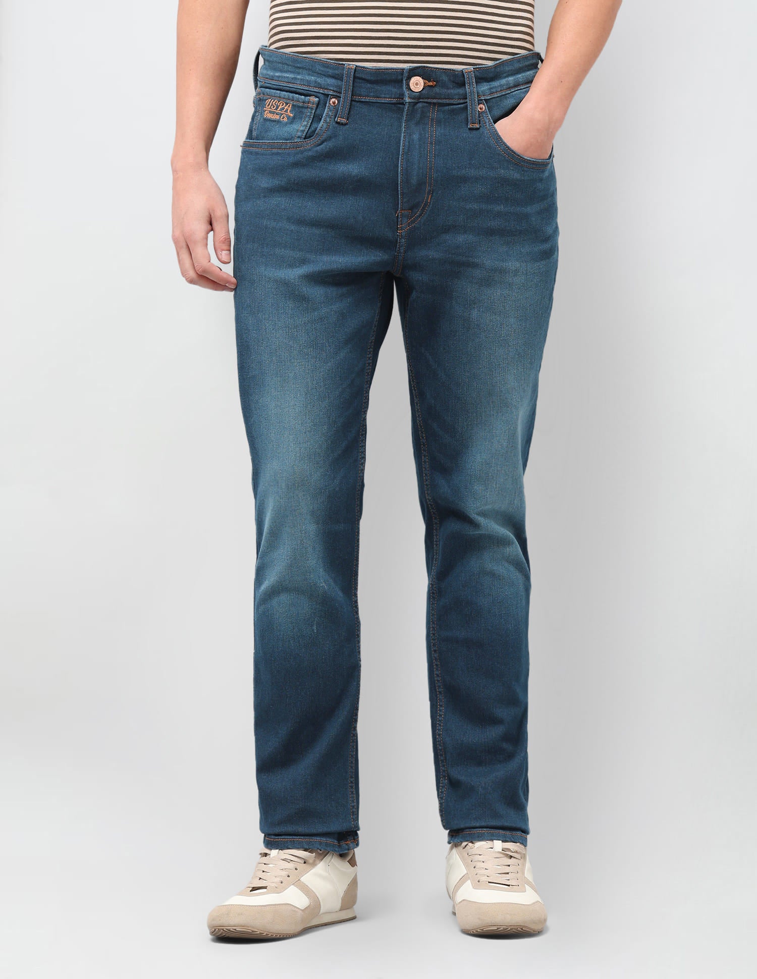 Solid Slim Fit Jeans Blue - U.S. Polo Assn. India | Large