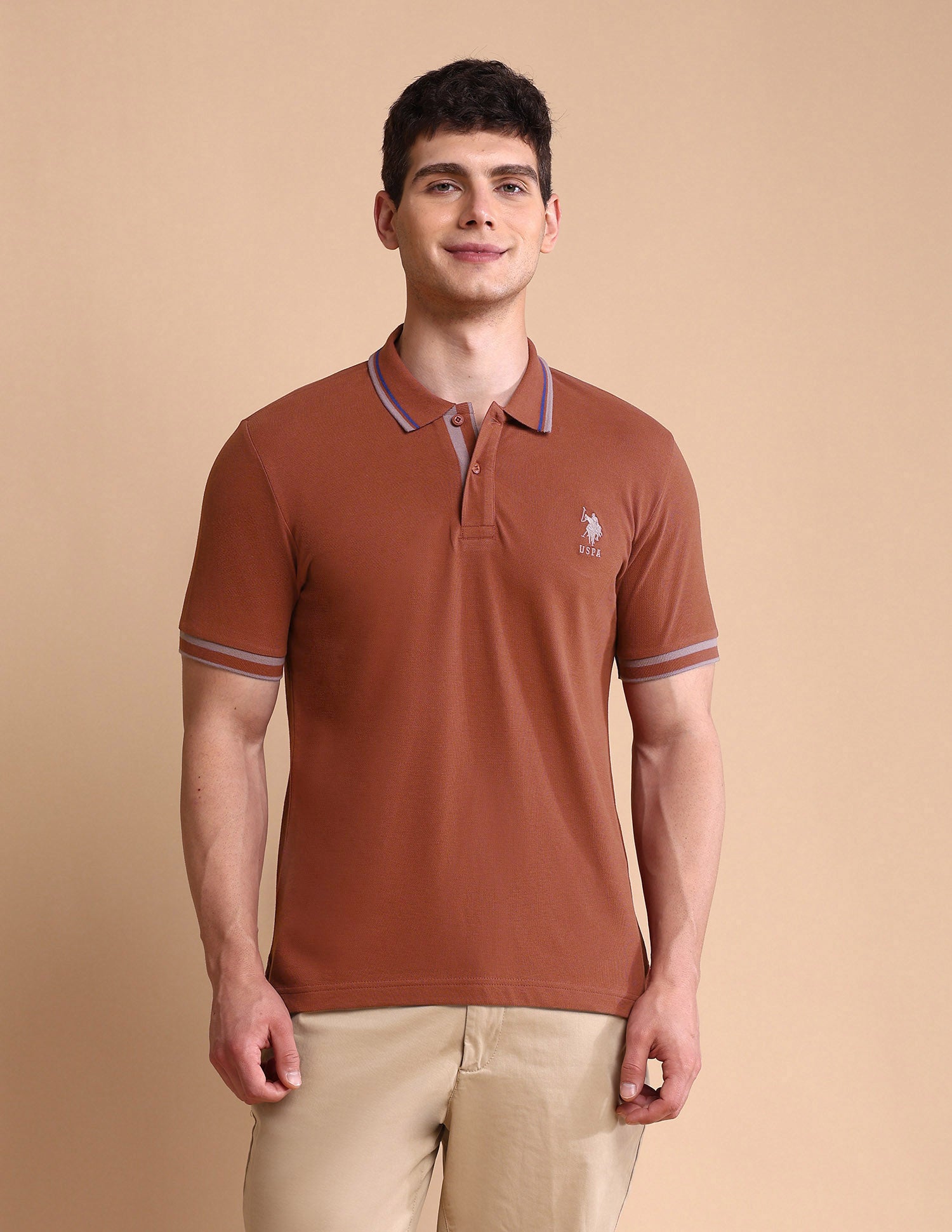 Pure Cotton Slim Fit Polo Shirt Maroon - U.S. POLO ASSN. | Large
