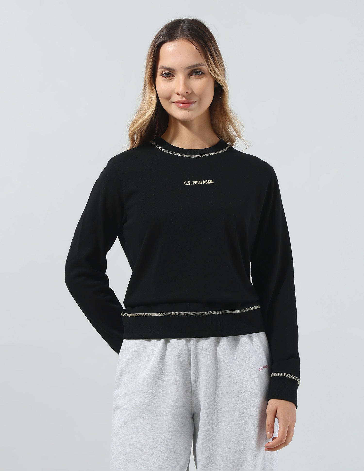 Solid Relaxed Fit Sweatshirt Black - U.S. Polo Assn. India | Large