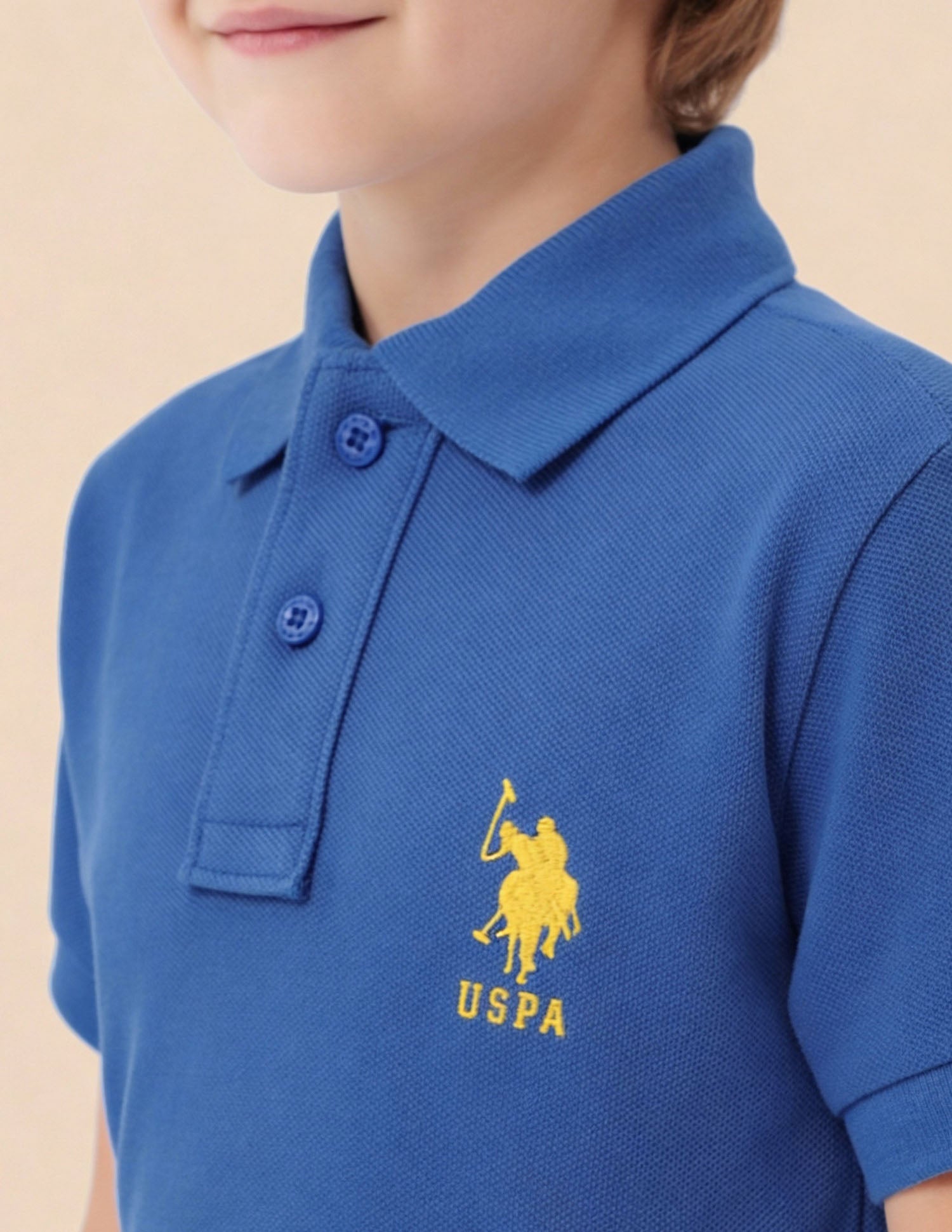 Pure Cotton Solid Polo Shirt Light Blue - U.S. Polo Assn. India | Large