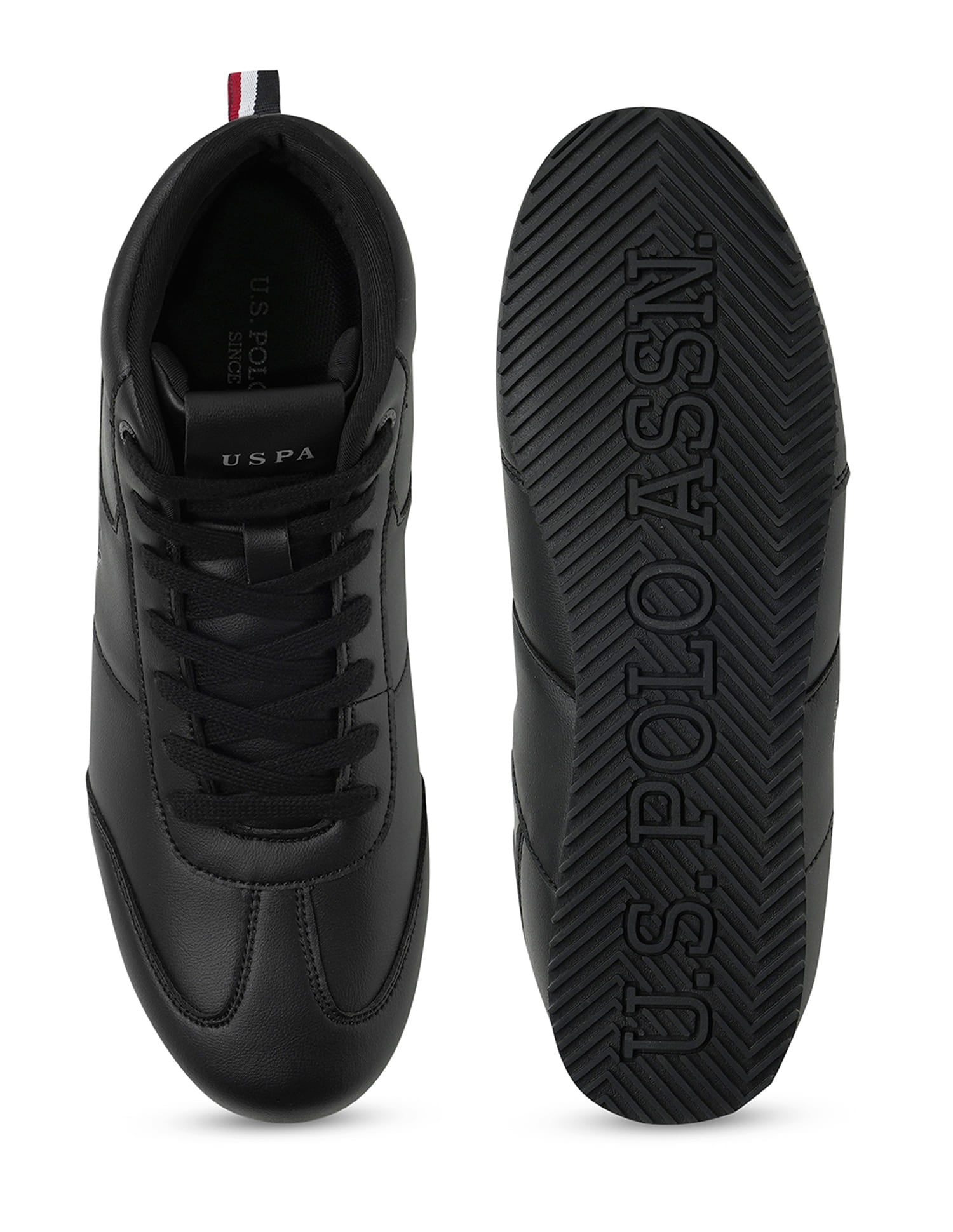 Men Rentso Black Retro Mid Top  Sneakers Black - U.S. Polo Assn. India | Large