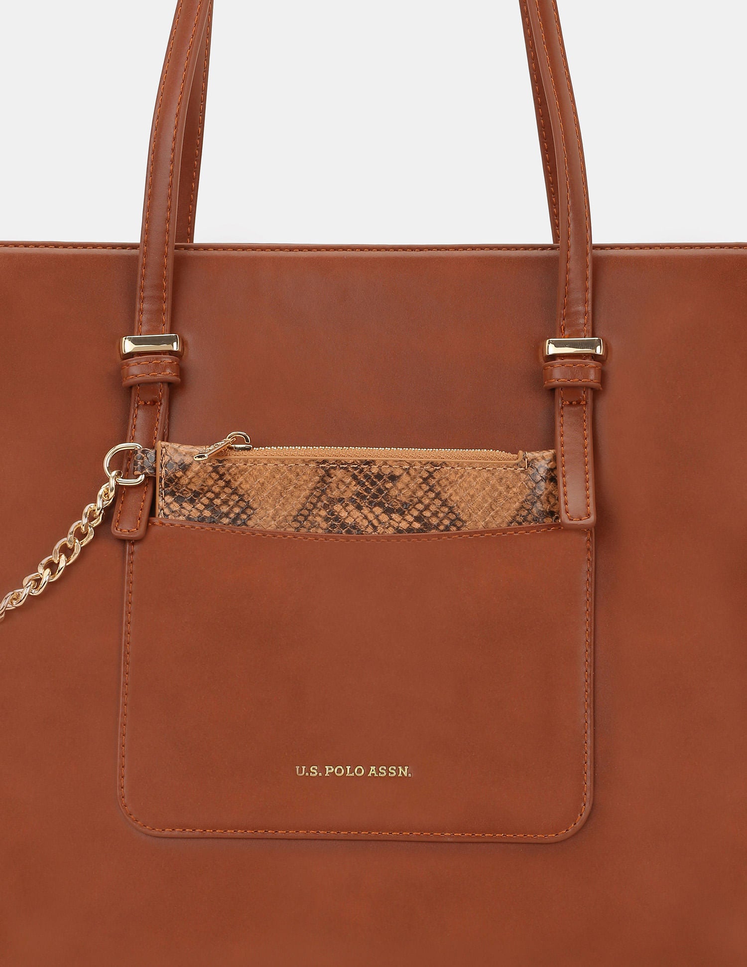 Women Berry Large Sleek Laptop Tote Bag with card holder Tan - U.S. POLO ASSN. | Large