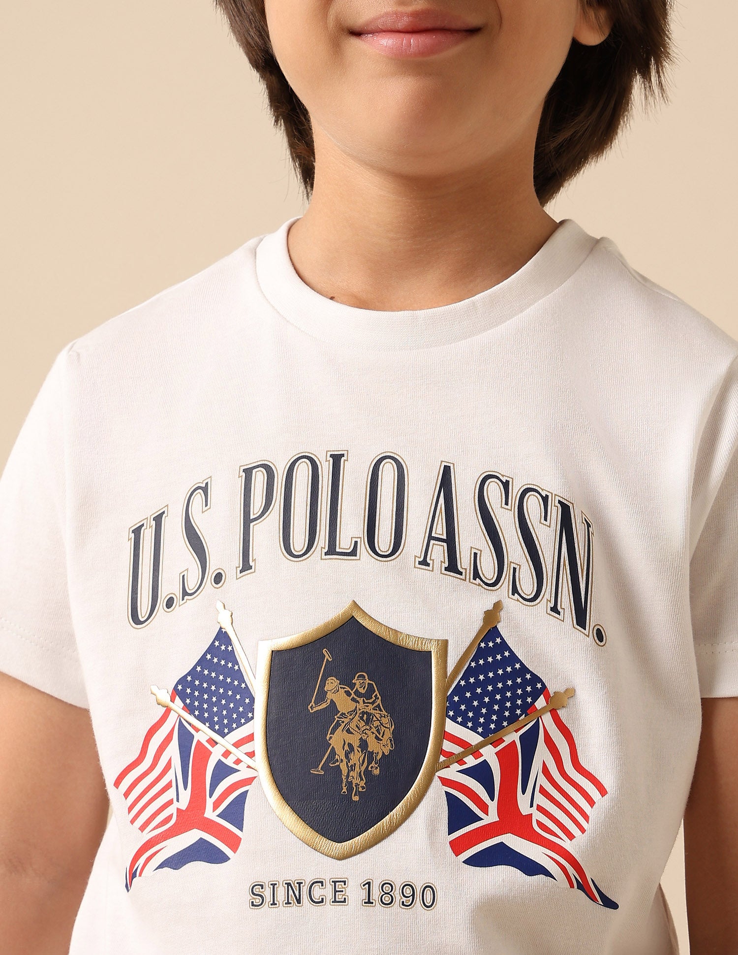 Boys Graphic Printed Pure Cotton T Shirt White - U.S. POLO ASSN. | Large