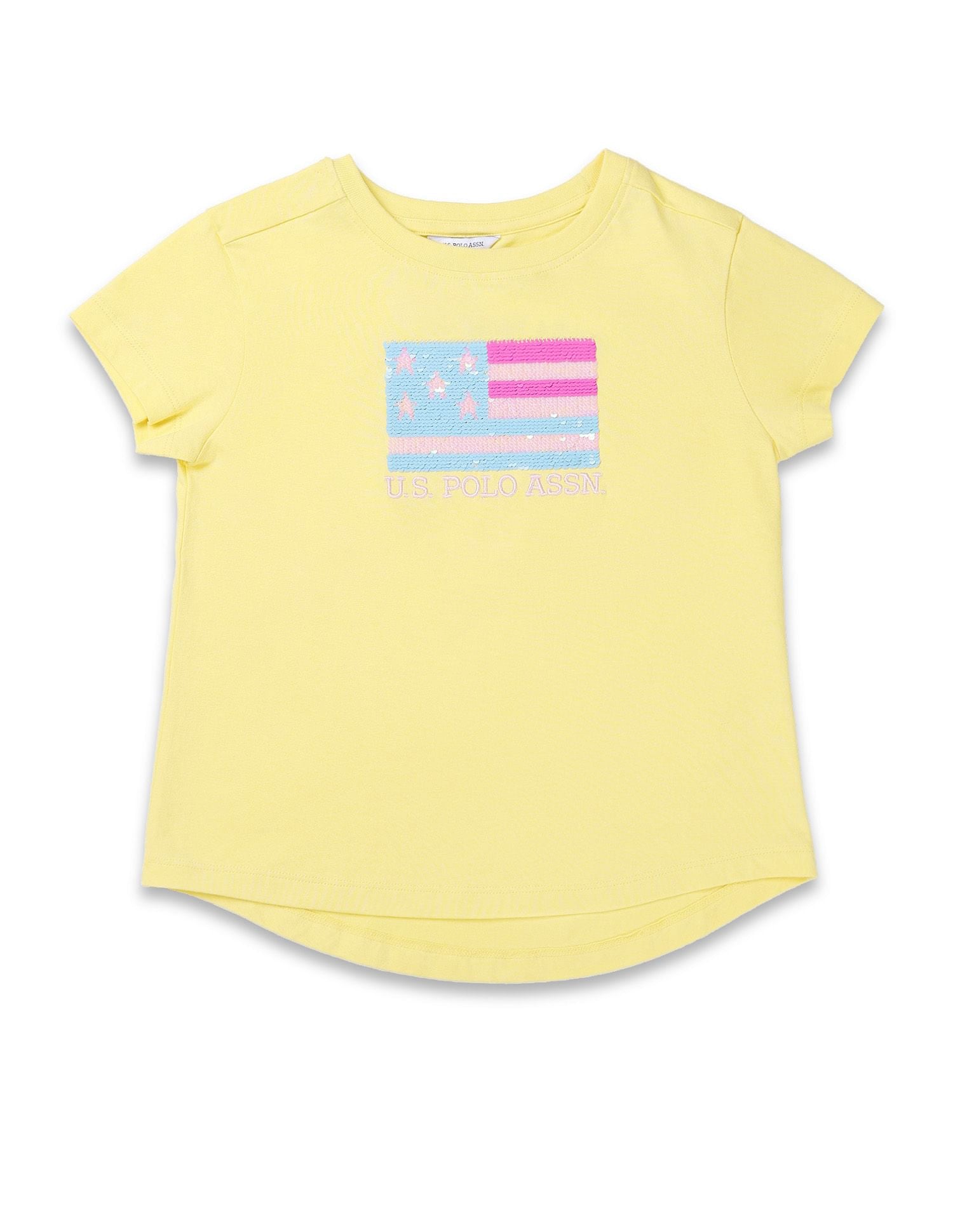 Girls Flip Sequins Relaxed Fit  T-Shirt Yellow - U.S. POLO ASSN. | Large