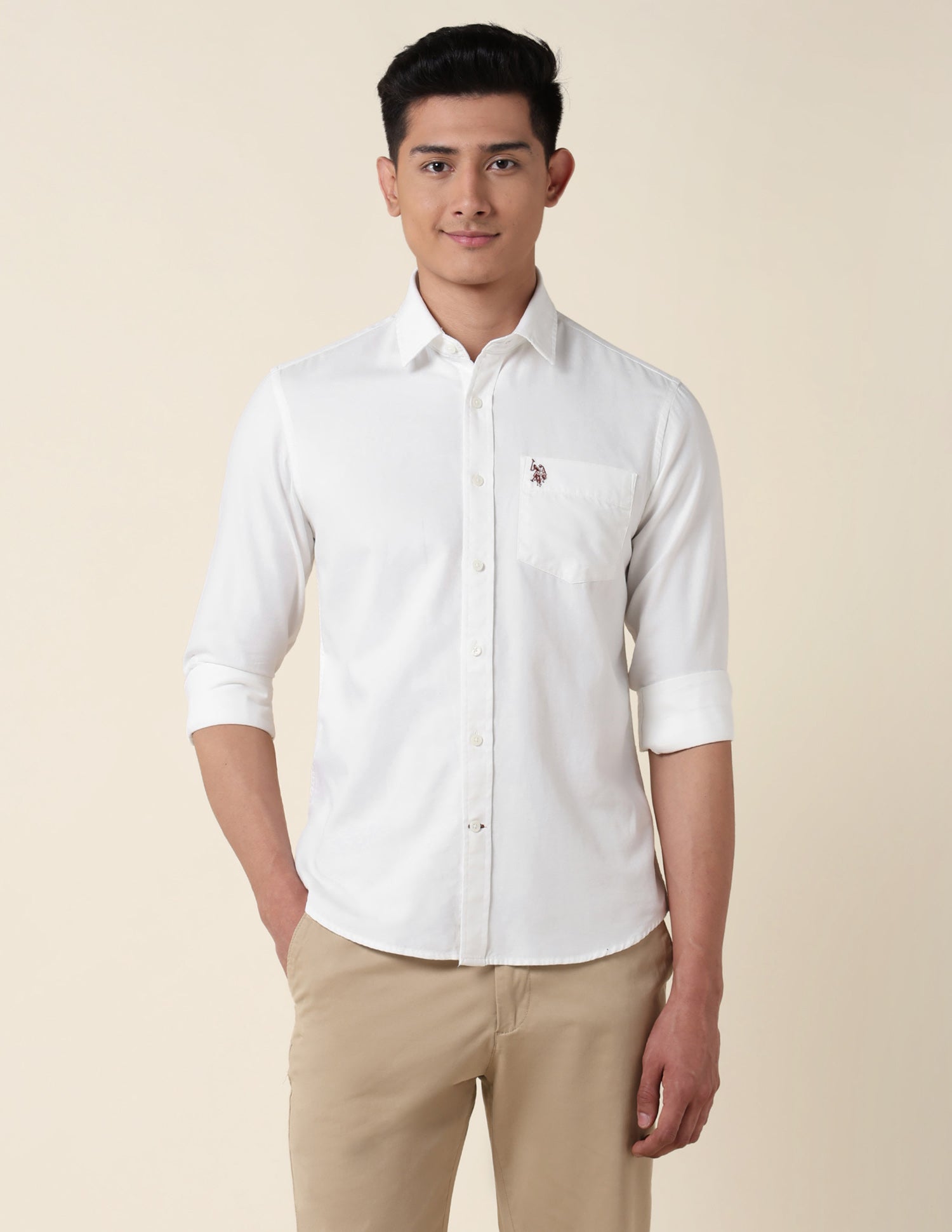 Tailored Fit Twill Shirt White - U.S. Polo Assn. India | Large