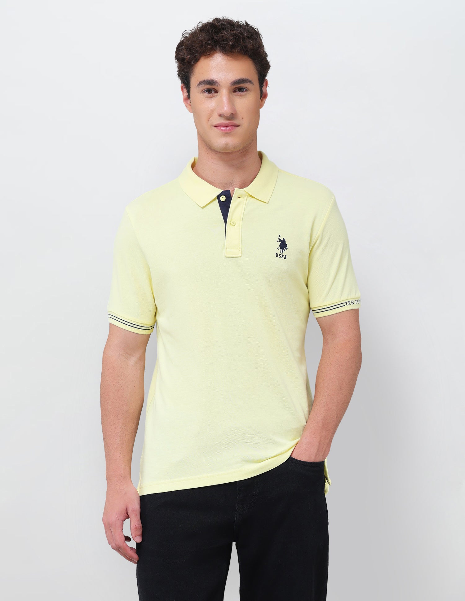 Solid Regular Fit Polo Shirt Yellow - U.S. Polo Assn. India | Large