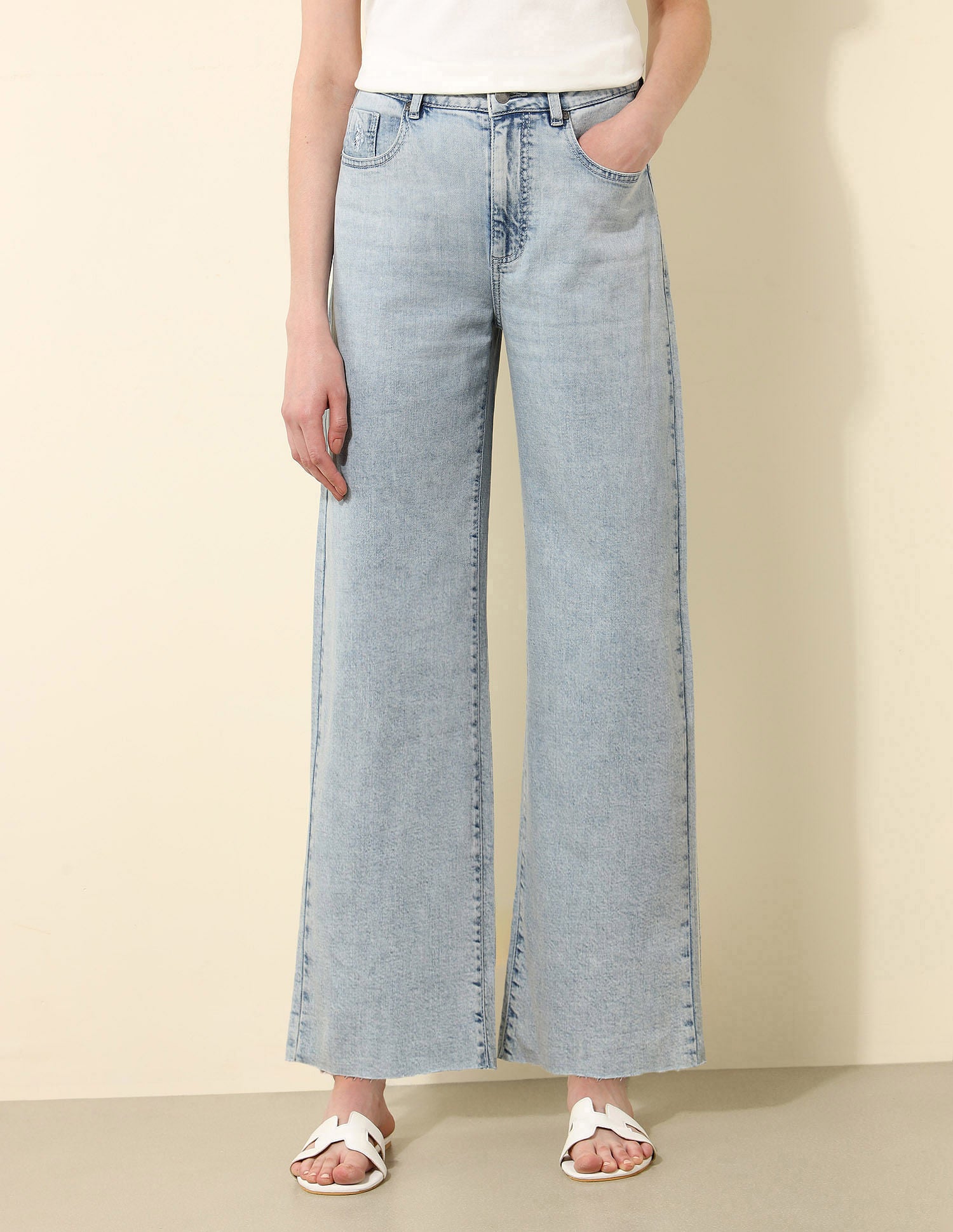 High Rise Wide Leg Fit Jeans Blue - U.S. Polo Assn. India | Large