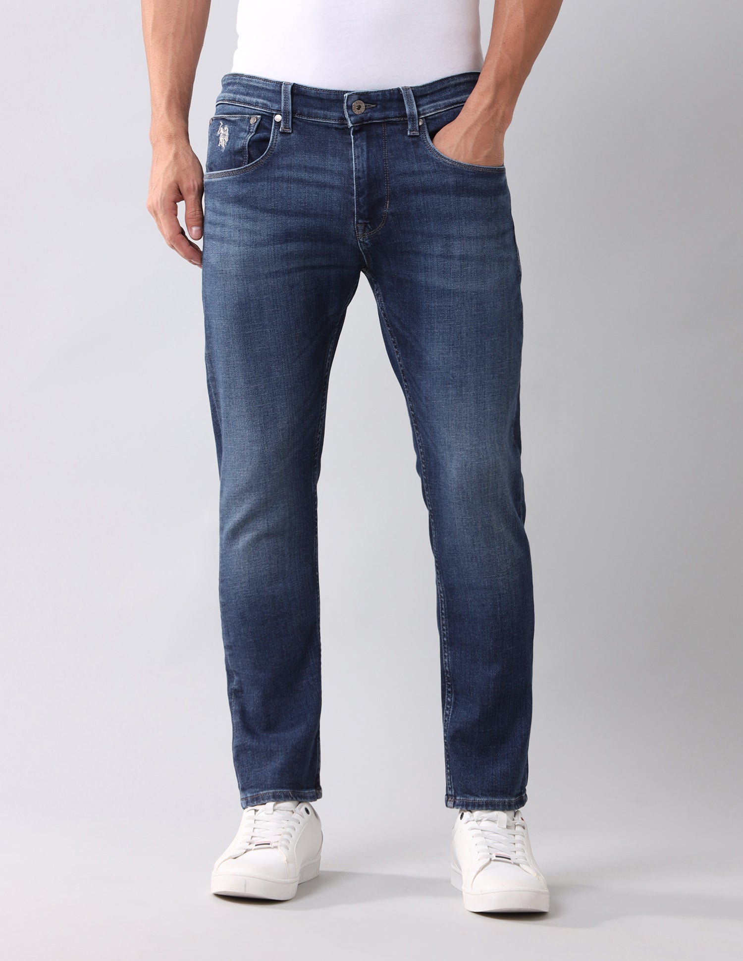 Henry Tapered Cropped Fit Blue Jeans Dark Wash - U.S. Polo Assn. India | Large