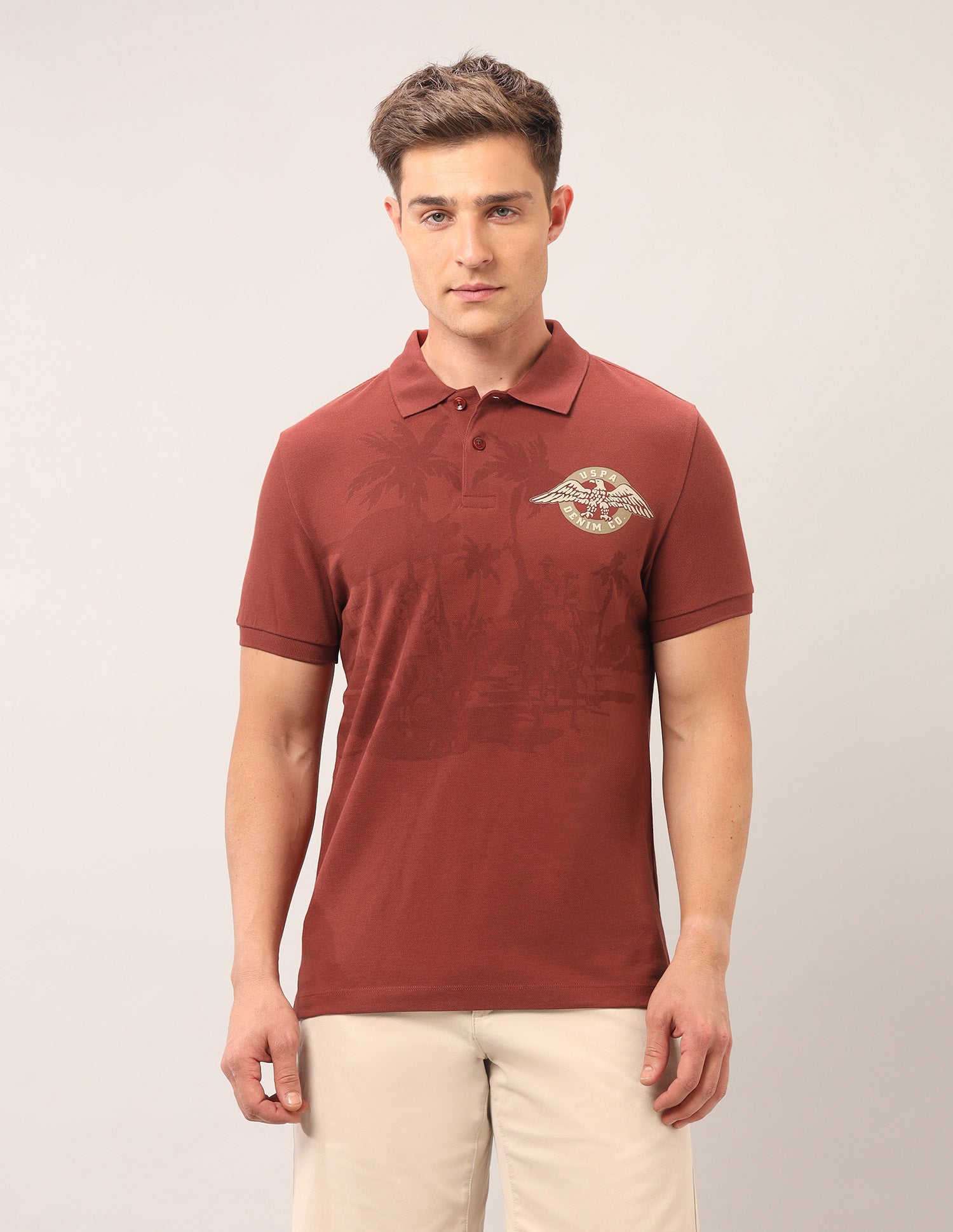 Graphic Outdoor Polo Shirt Rust - U.S. Polo Assn. India | Large