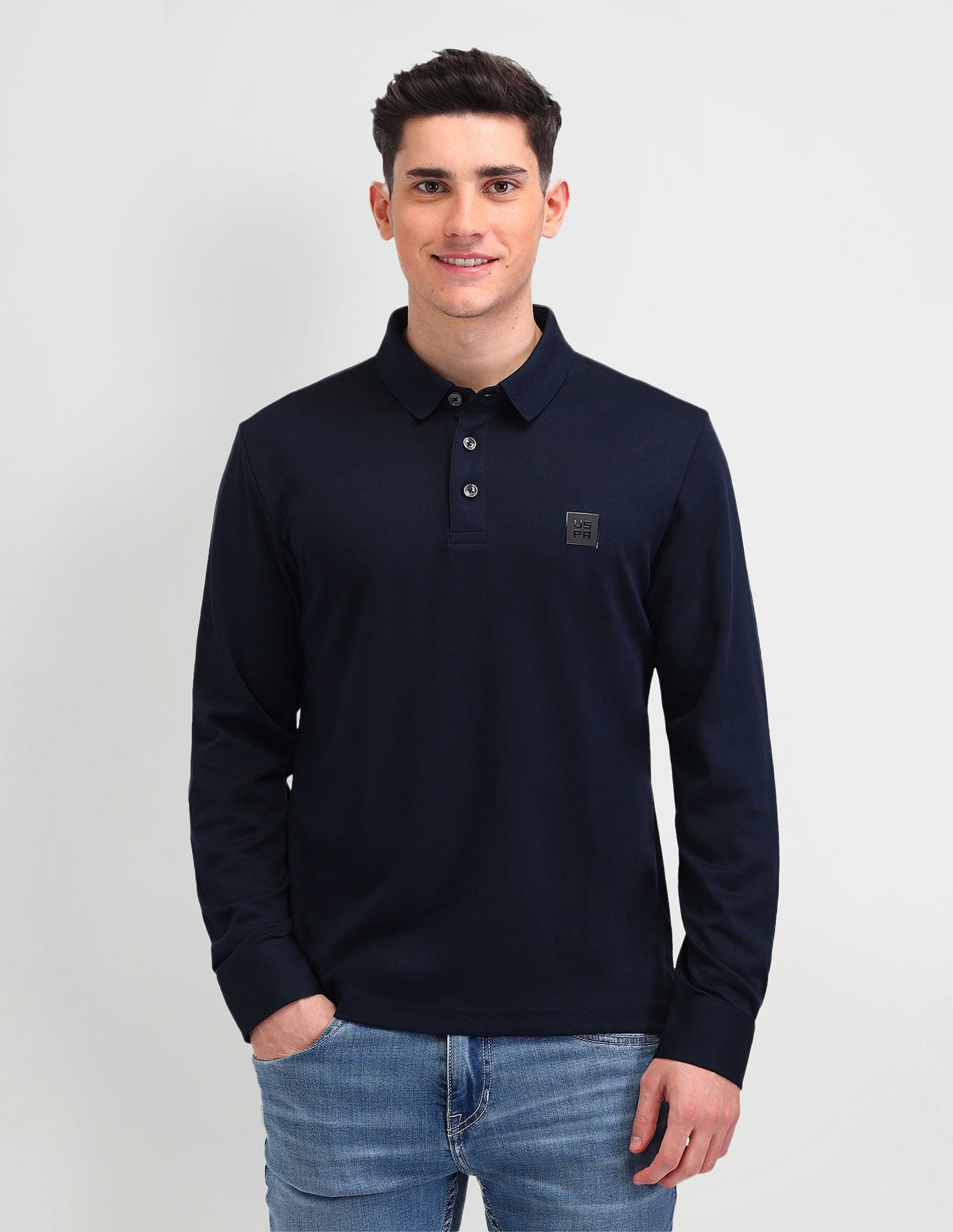 Muscle Fit Solid Polo Shirt Sky Captain - U.S. Polo Assn. India | Large
