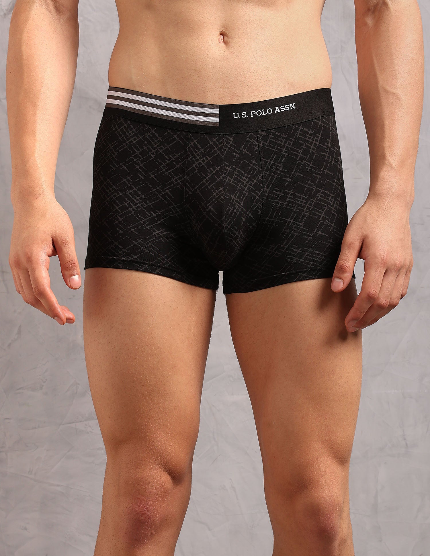 Printed Low Rise OET20 Trunks - Pack Of 3 Burning Sea, Ivory and Uspa Black - U.S. Polo Assn. India | Large