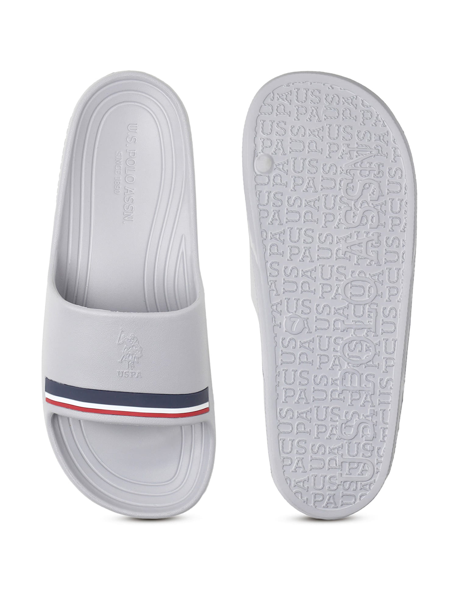 Men Easton 2.0 Grey Foam Walk Sliders Grey - U.S. Polo Assn. India | Large