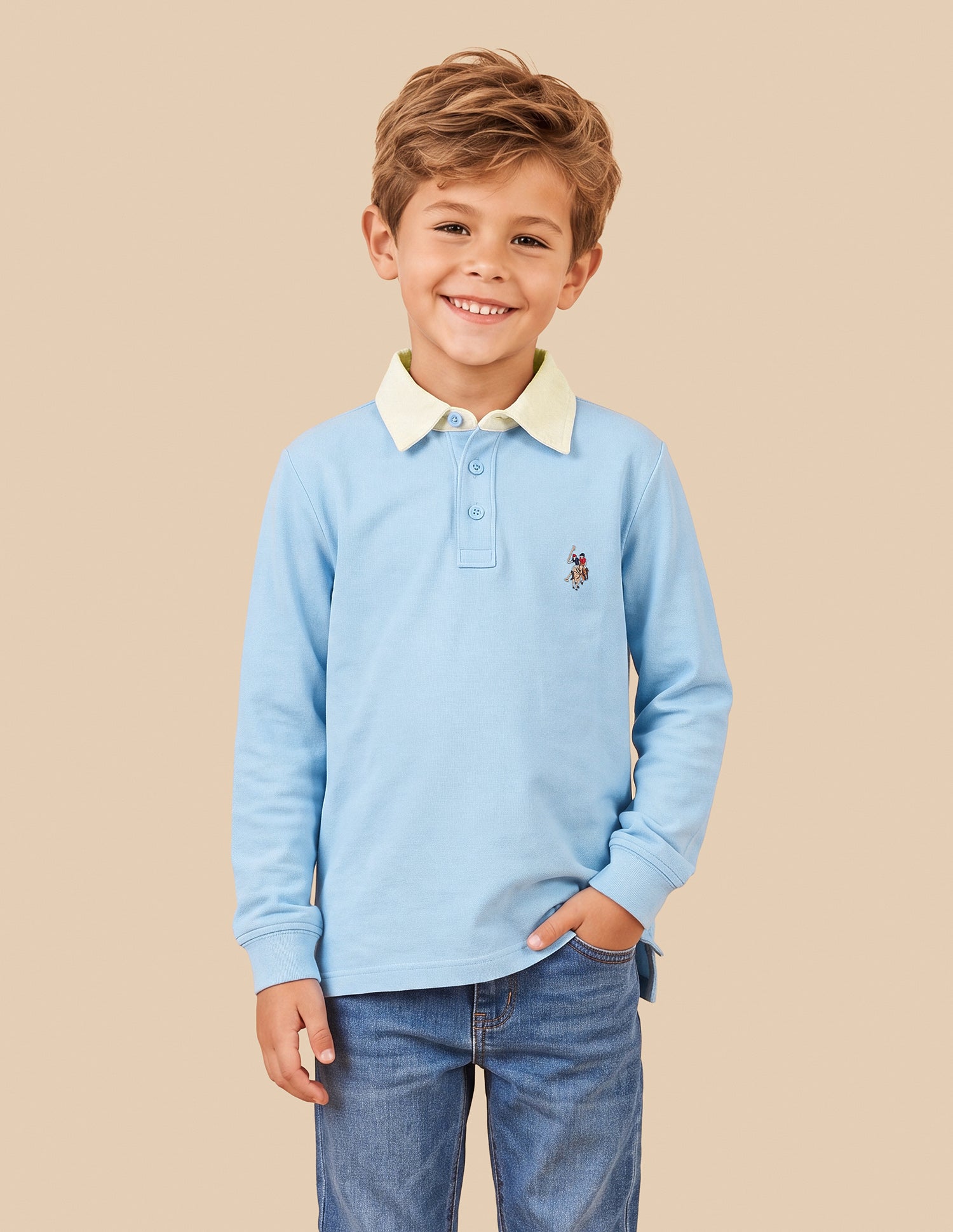 Solid Regular Fit Polo Shirt Light Blue - U.S. Polo Assn. India | Large