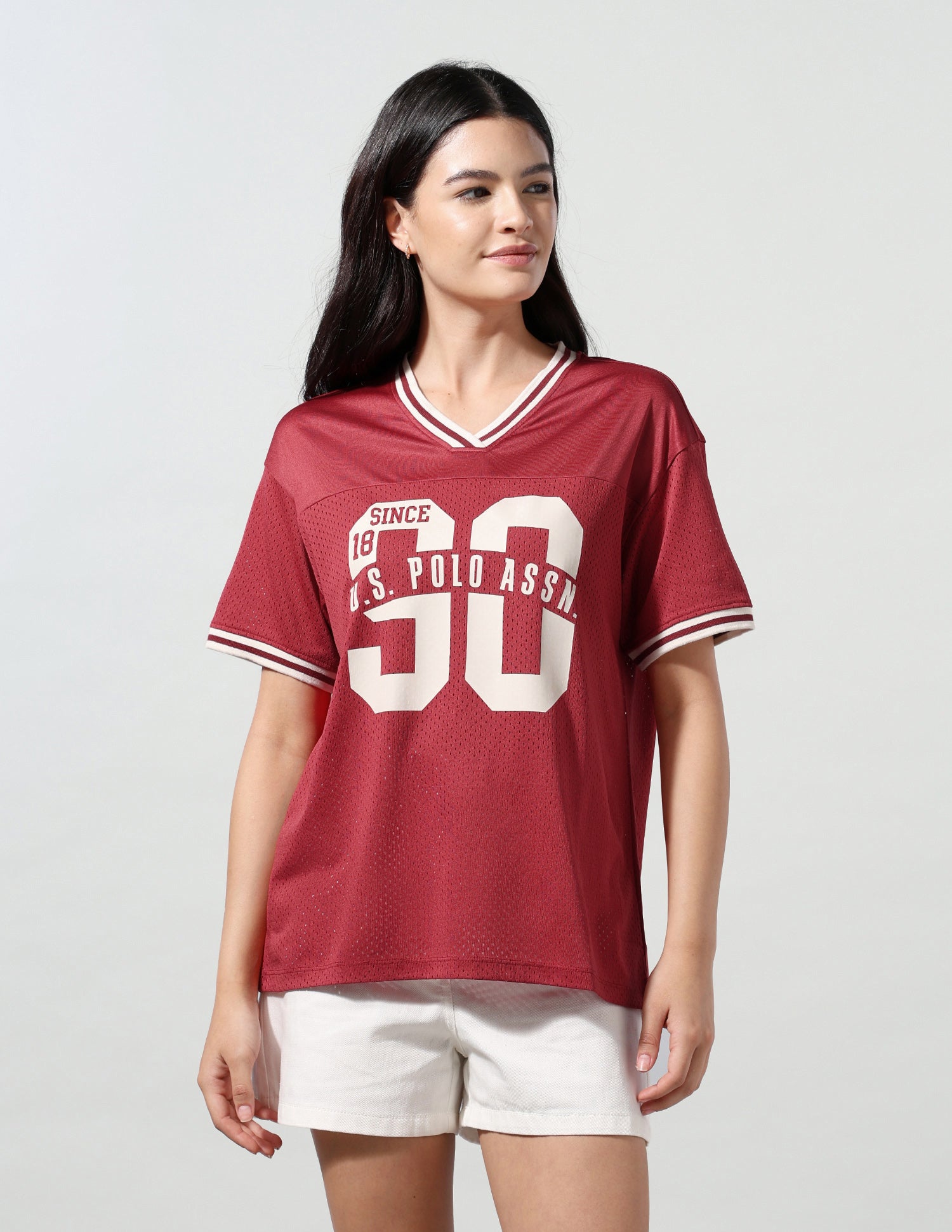 Brand Printed Sporty Mesh T-Shirt Dark Red - U.S. Polo Assn. India | Large