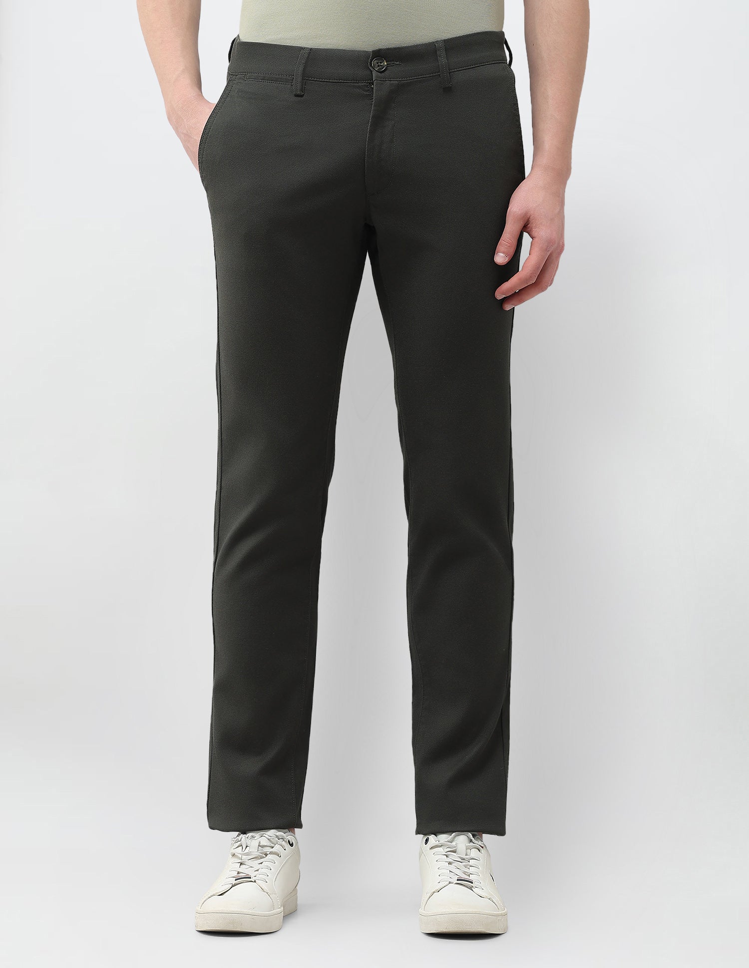 Denver Slim Fit Satin Trousers Dark Olive - U.S. Polo Assn. India | Large