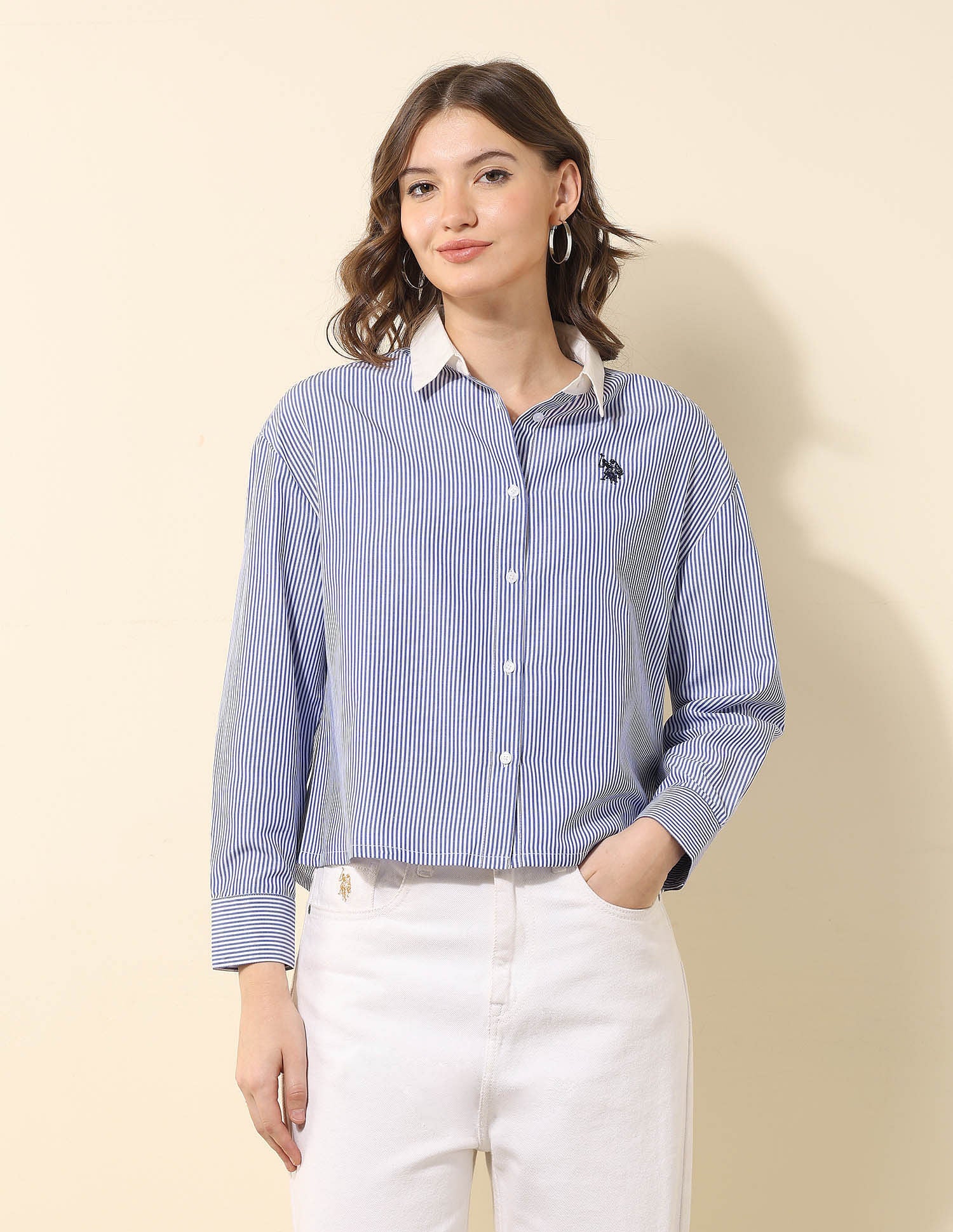 Vertical Striped Cropped Shirt Multi-colour - U.S. POLO ASSN. | Large