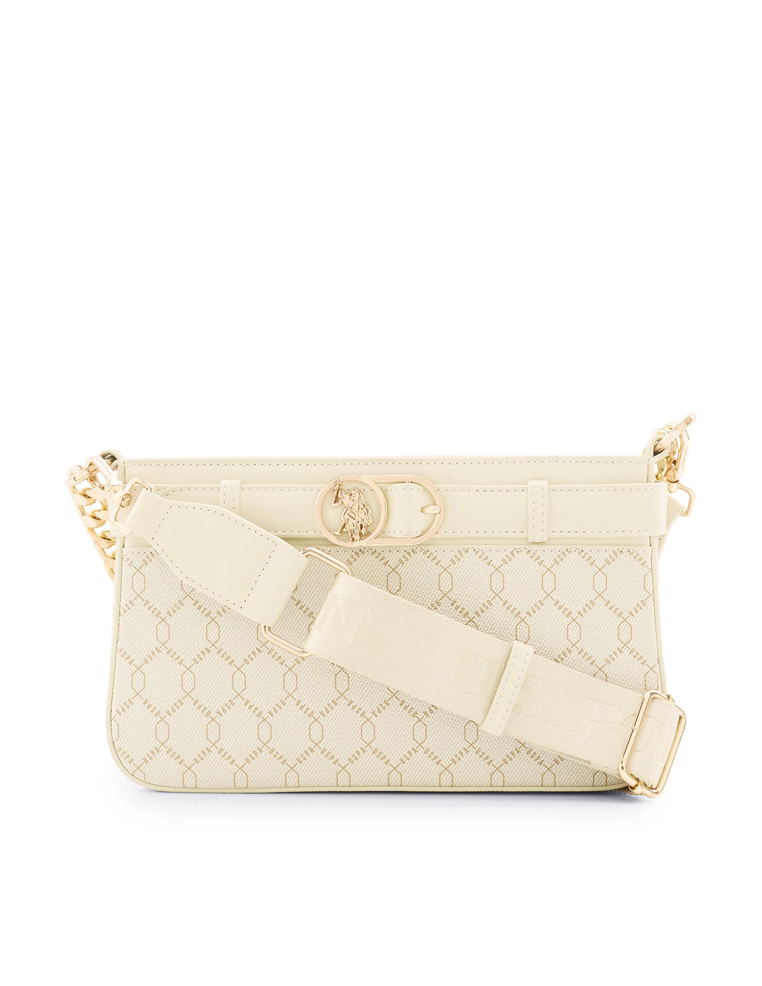 Corina Brand Printed Shoulder Bag Off White - U.S. Polo Assn. India | Large