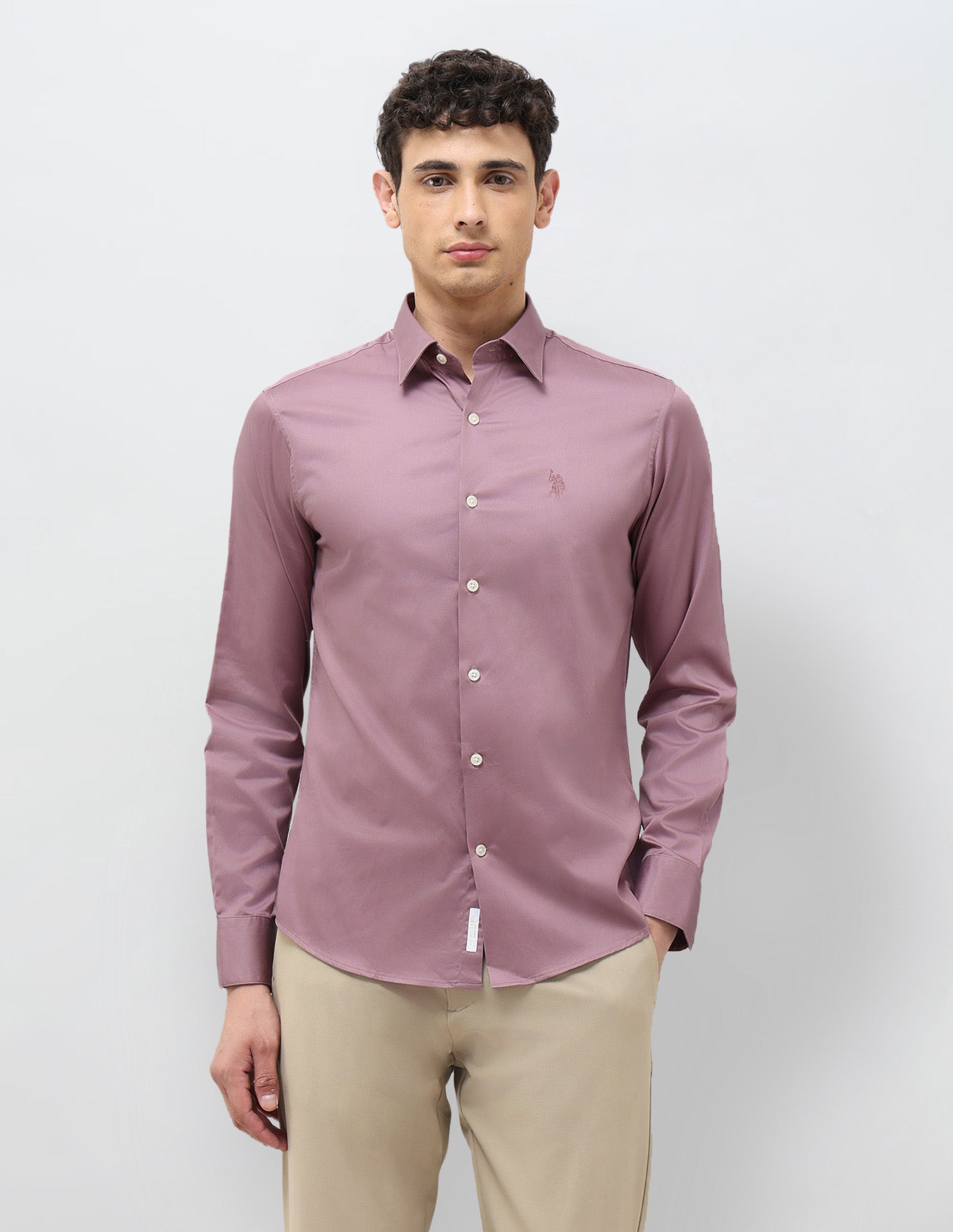 Satin Tailored Fit Shirt Pink - U.S. POLO ASSN. | Large