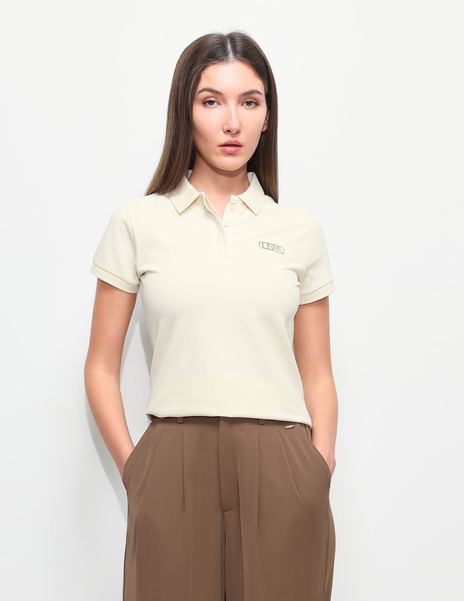 Solid Regular Fit Polo Shirt Ecru - U.S. Polo Assn. India | Large