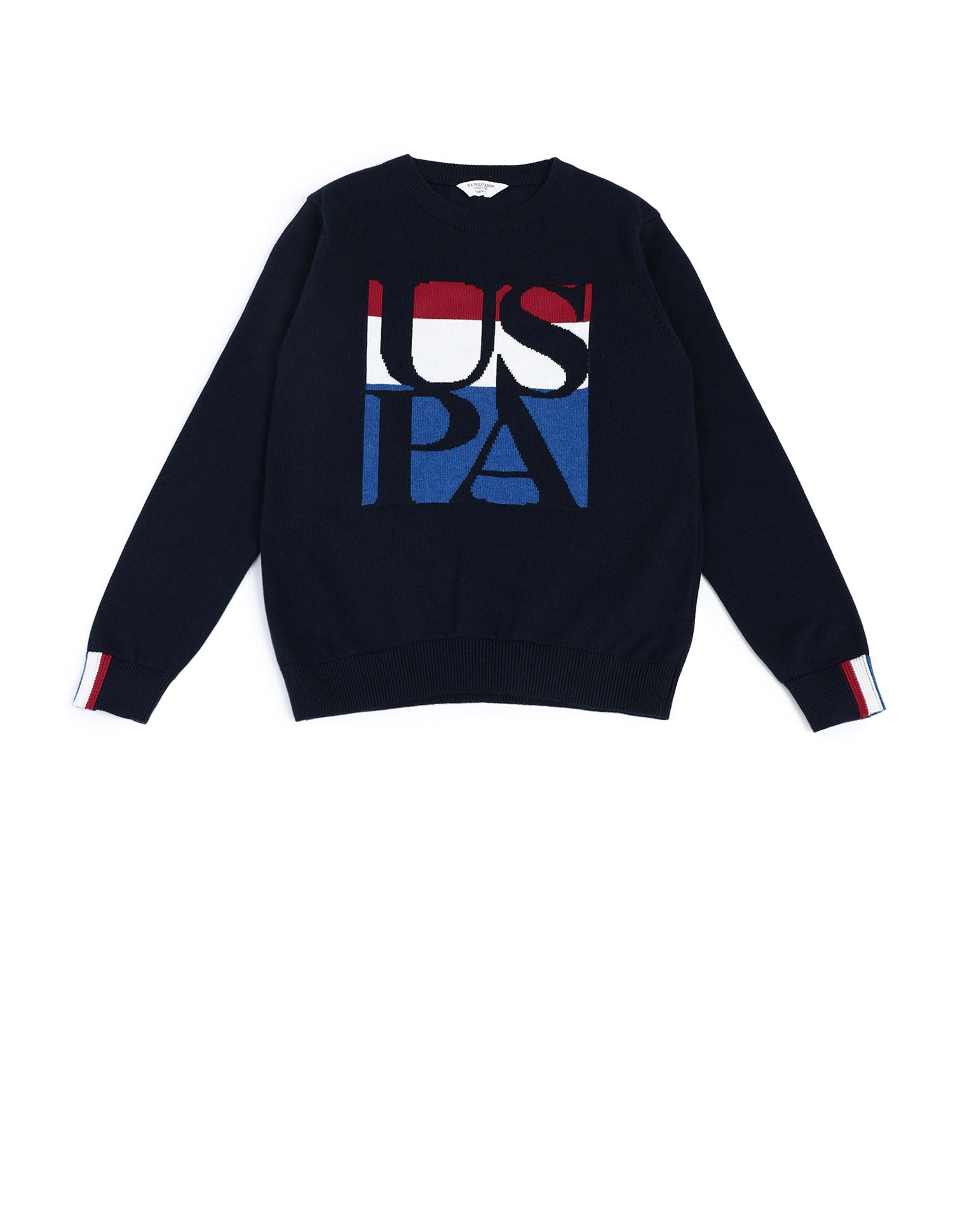 Boys Cotton Brand Printed Sweater Navy - U.S. POLO ASSN. | Large