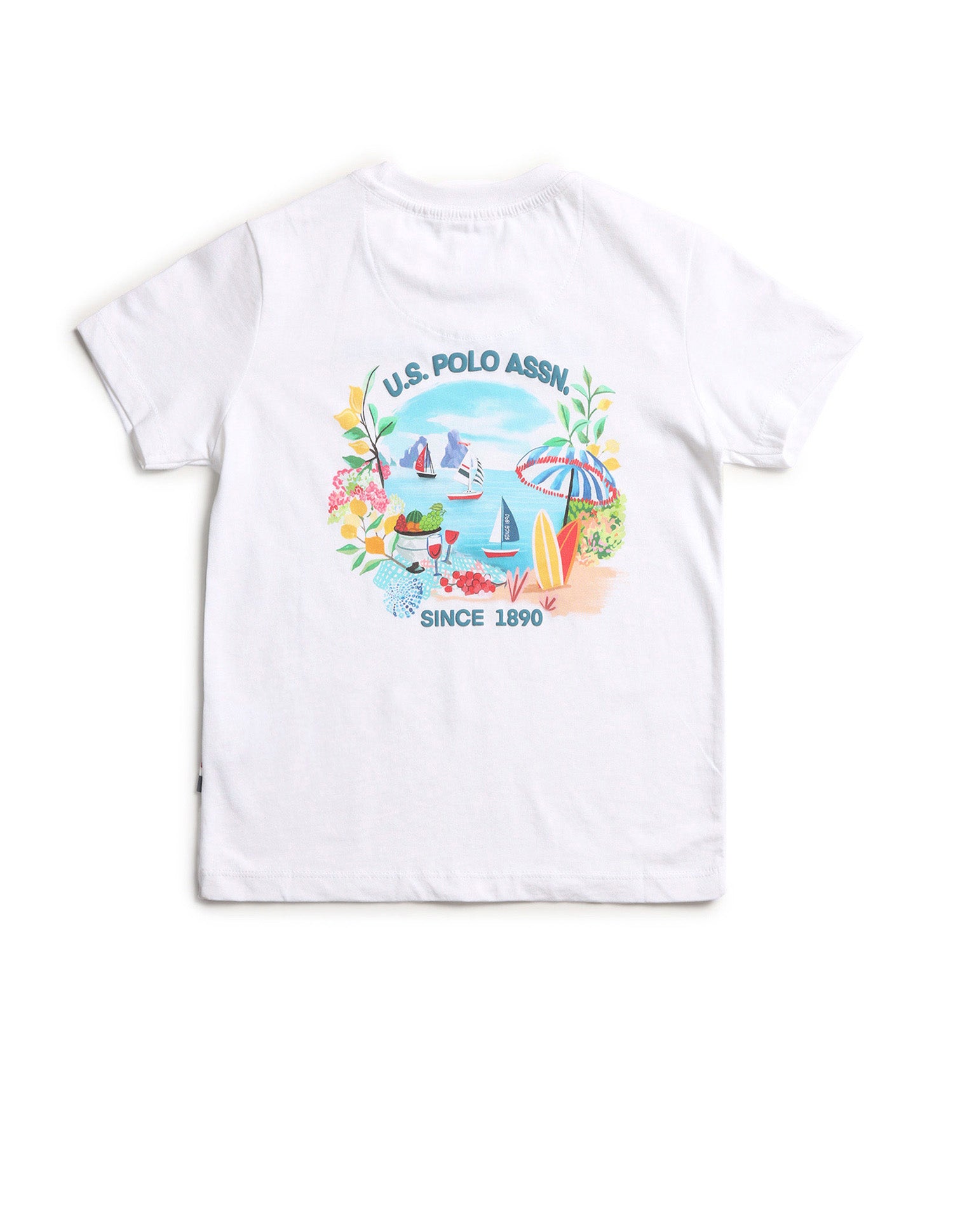 Boys Graphic Printed Regular Fit T-Shirt White - U.S. POLO ASSN. | Large