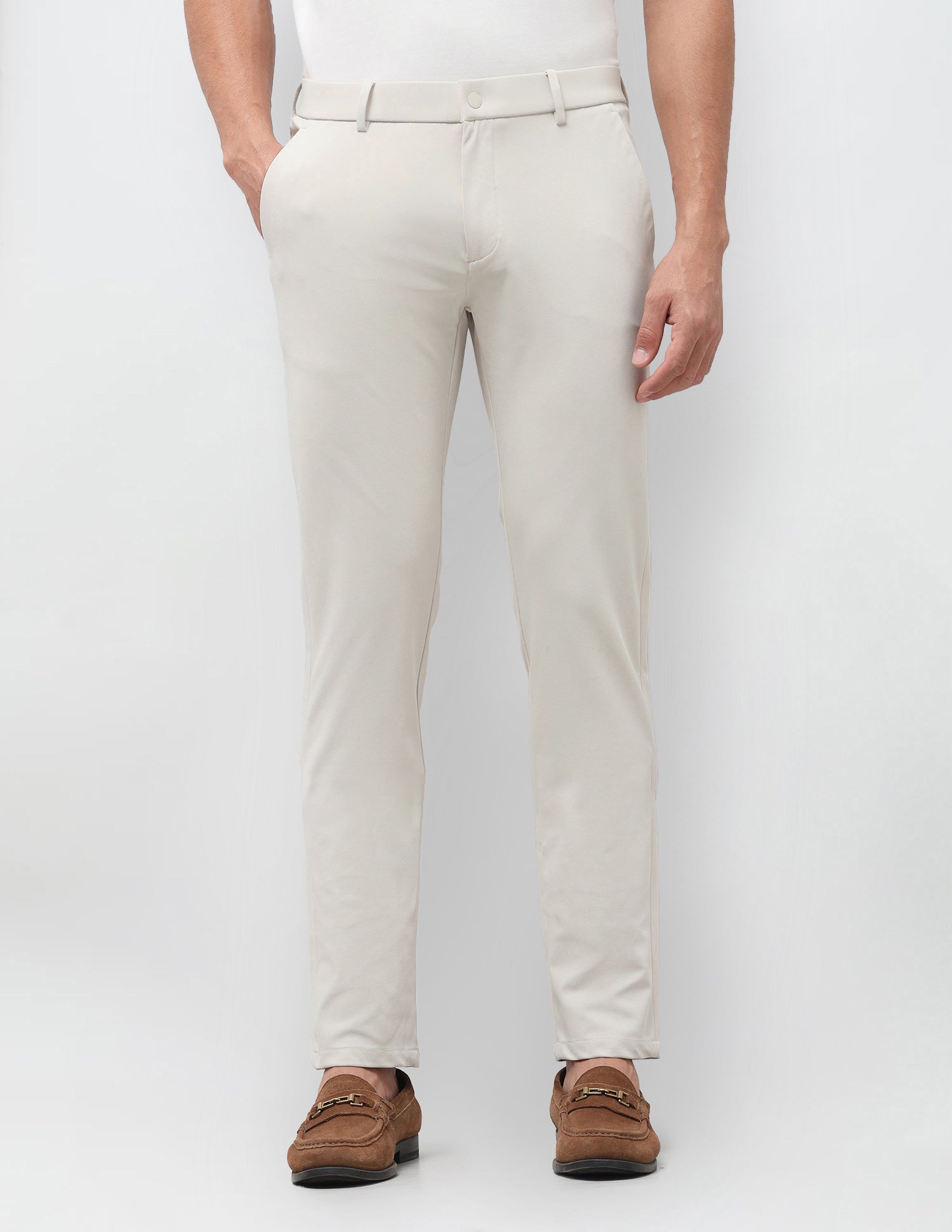 Austin Slim Fit Mid Rise Trousers Stone - U.S. Polo Assn. India | Large