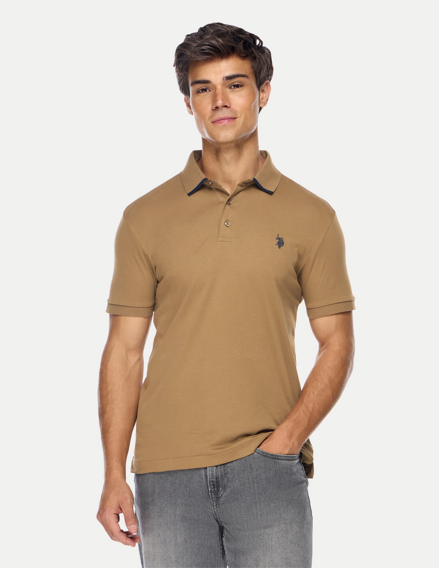 Solid Slim Fit Polo Shirt Brown - U.S. Polo Assn. India | Large
