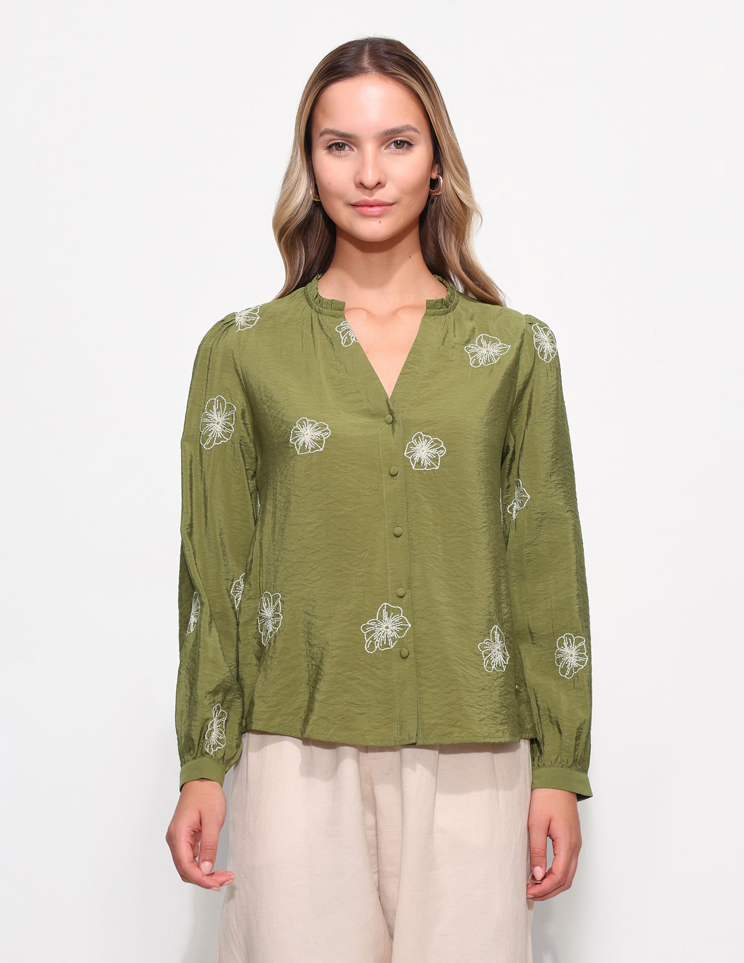 Floral Embroidered Top Green - U.S. Polo Assn. India | Large