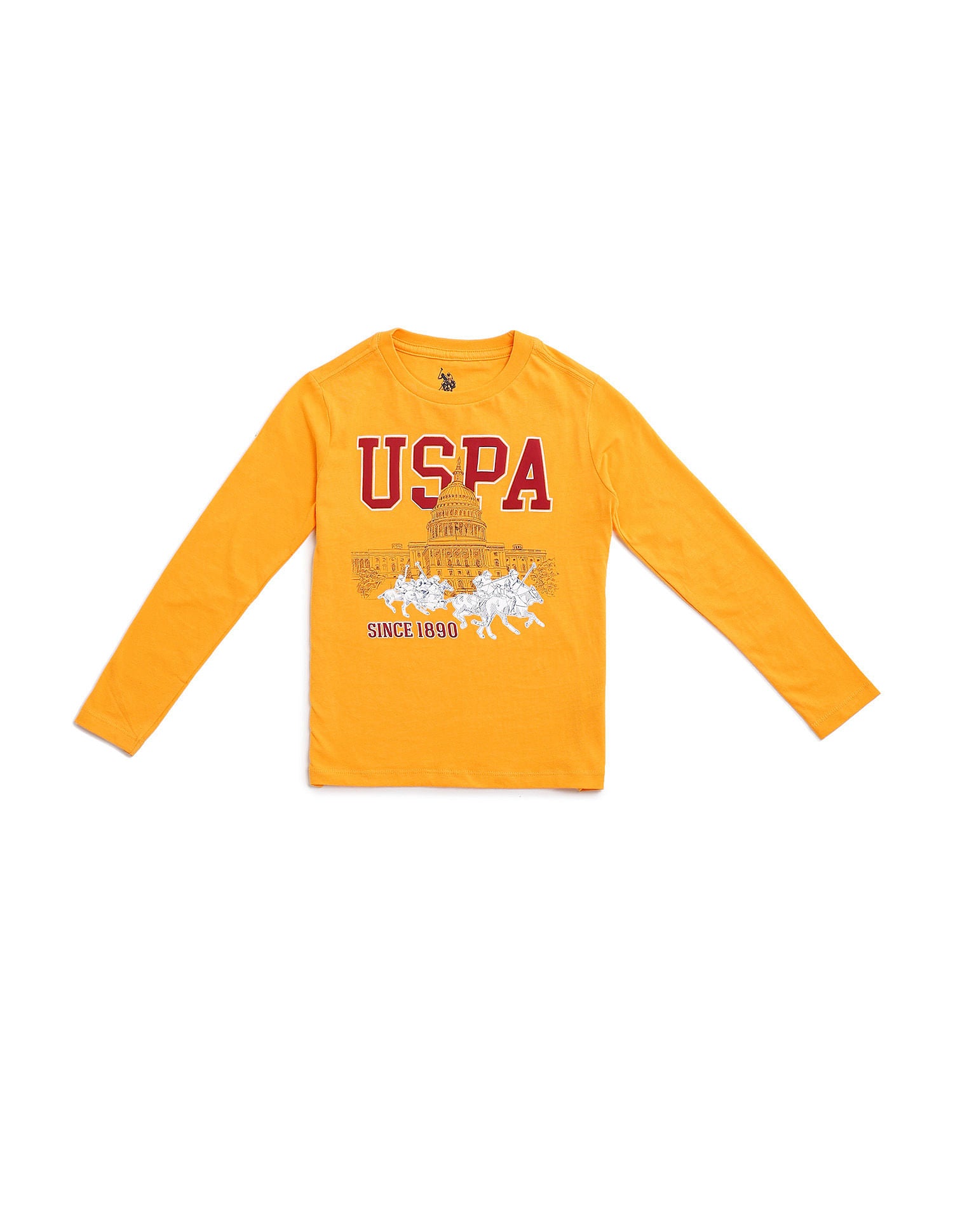 Boys Pure Cotton Regular T-shirt Orange - U.S. Polo Assn. India | Large