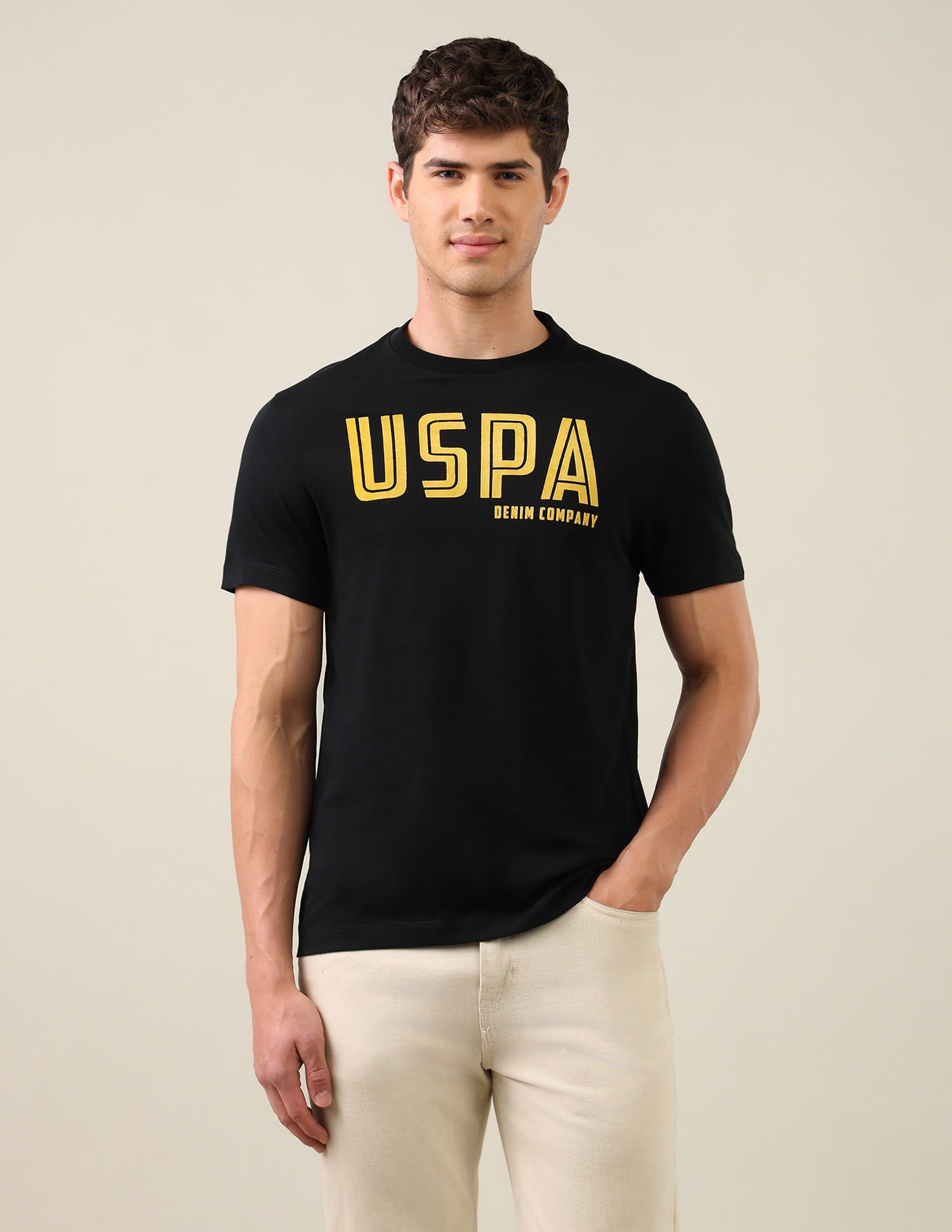 Typographic Printed Regular Fit T-Shirt Grey - U.S. Polo Assn. India | Large