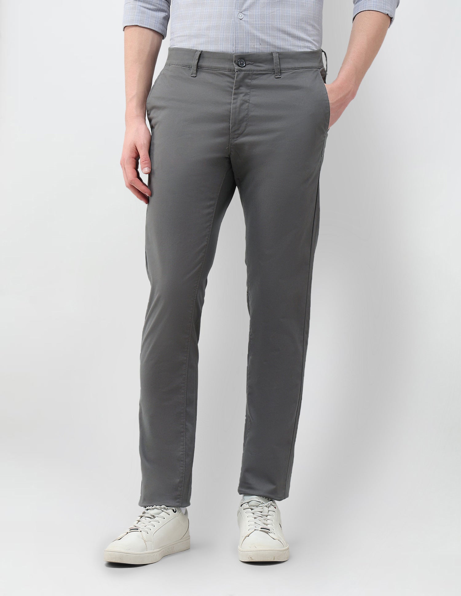 Denver Slim Fit Satin Trousers Dark Grey - U.S. Polo Assn. India | Large