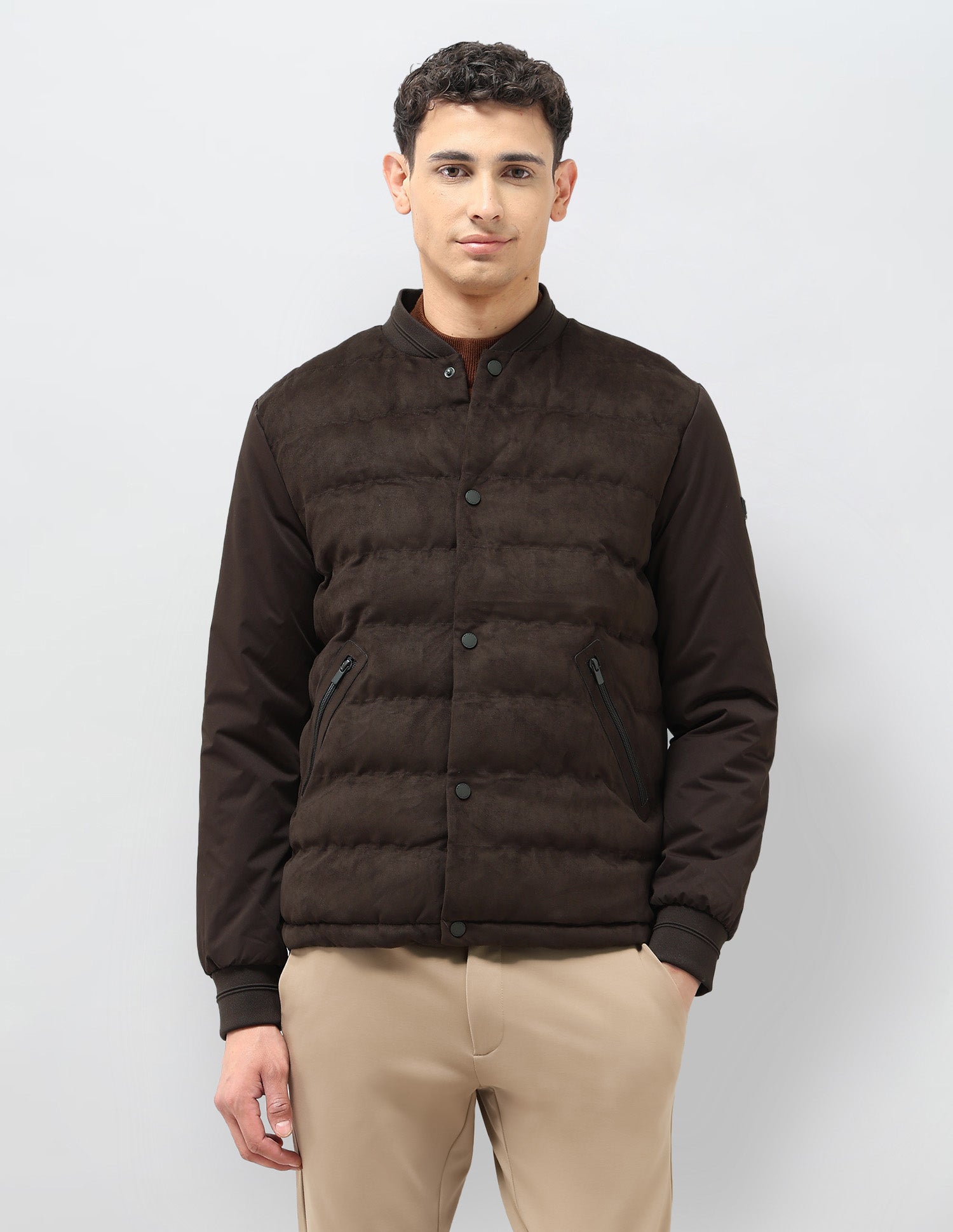 Solid Regular Fit Puffer Jacket Dark Brown - U.S. POLO ASSN. | Large