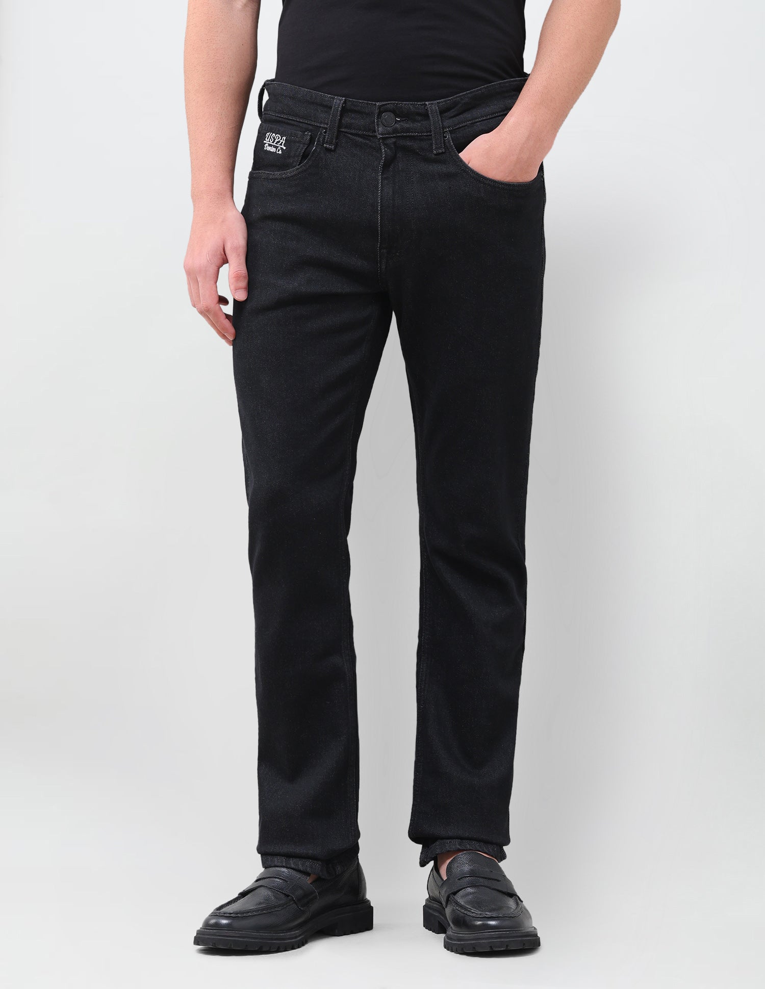 Harold Slim Straight Fit Black Jeans Black - U.S. Polo Assn. India | Large