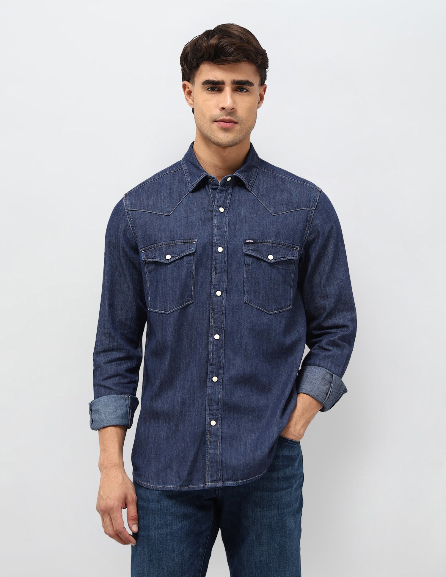 Solid Twill Shirt Dark Indigo - U.S. POLO ASSN. | Large