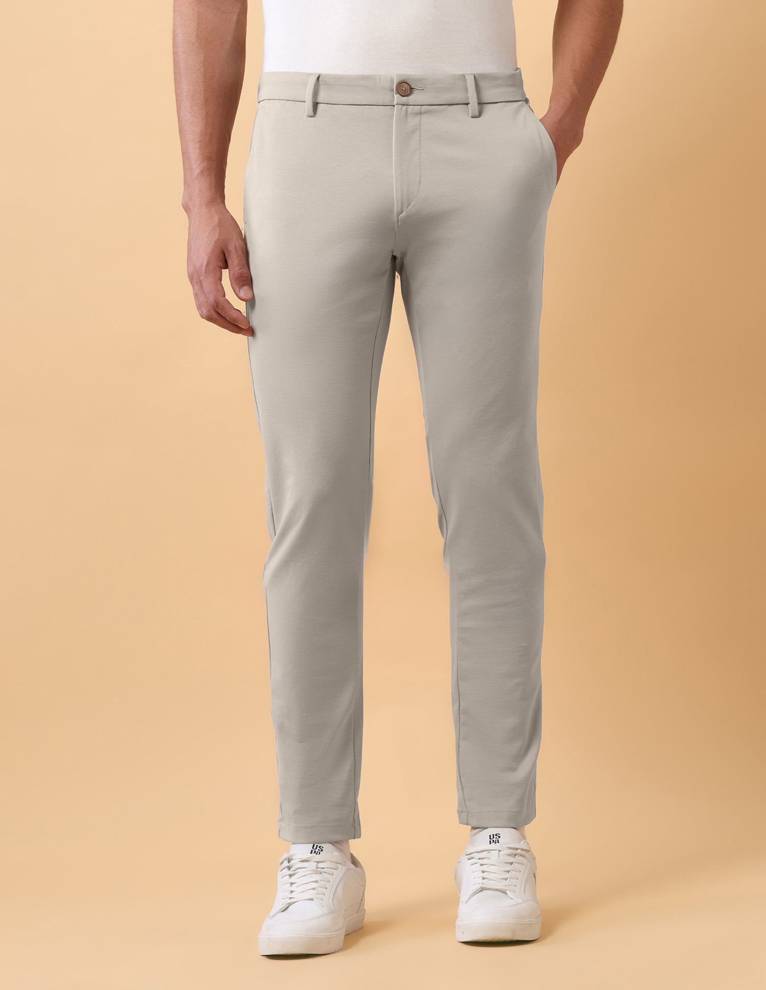 Pacho X Austin Slim Fit Trousers Stone - U.S. Polo Assn. India | Large