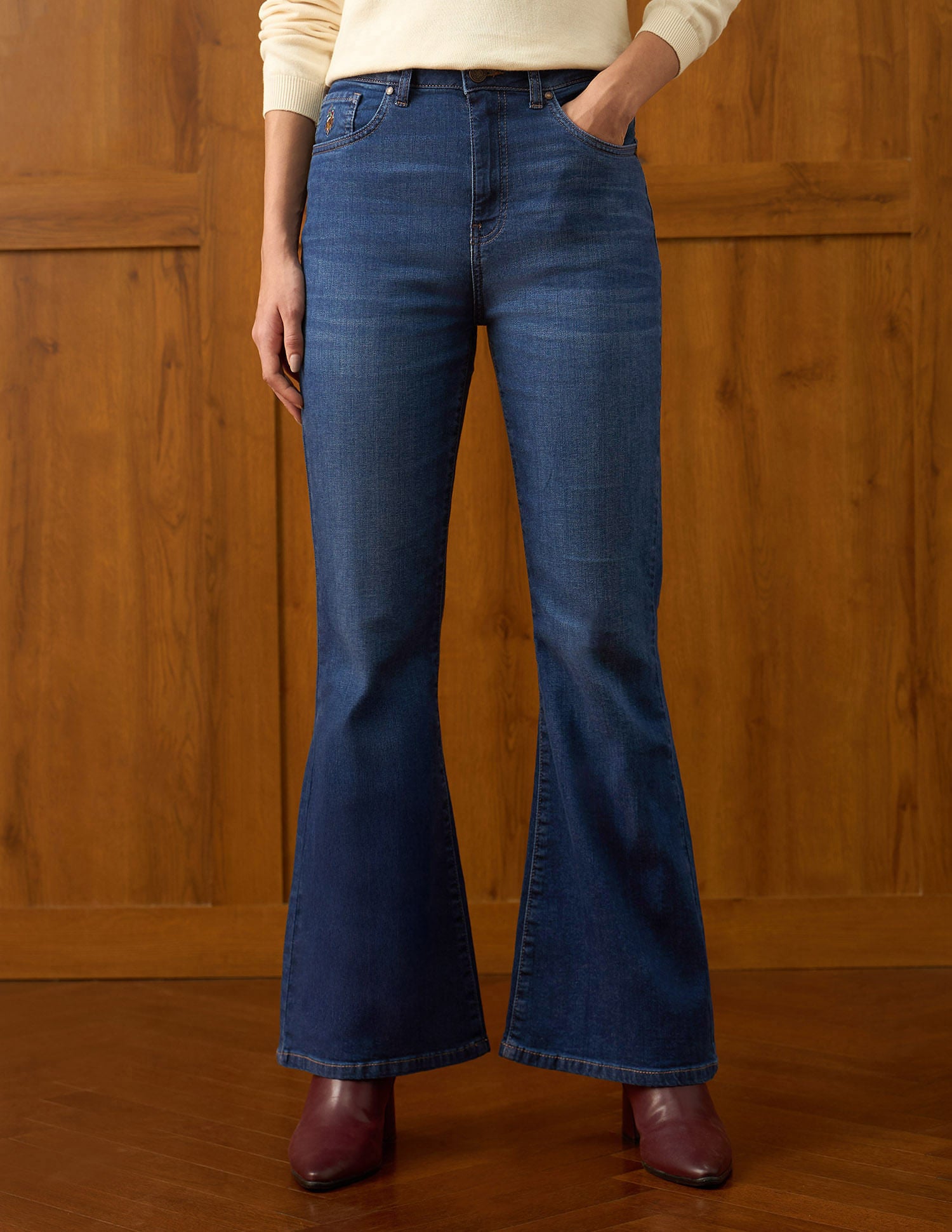 High Rise Extreme Flare Fit Jeans Dark Blue - U.S. POLO ASSN. | Large