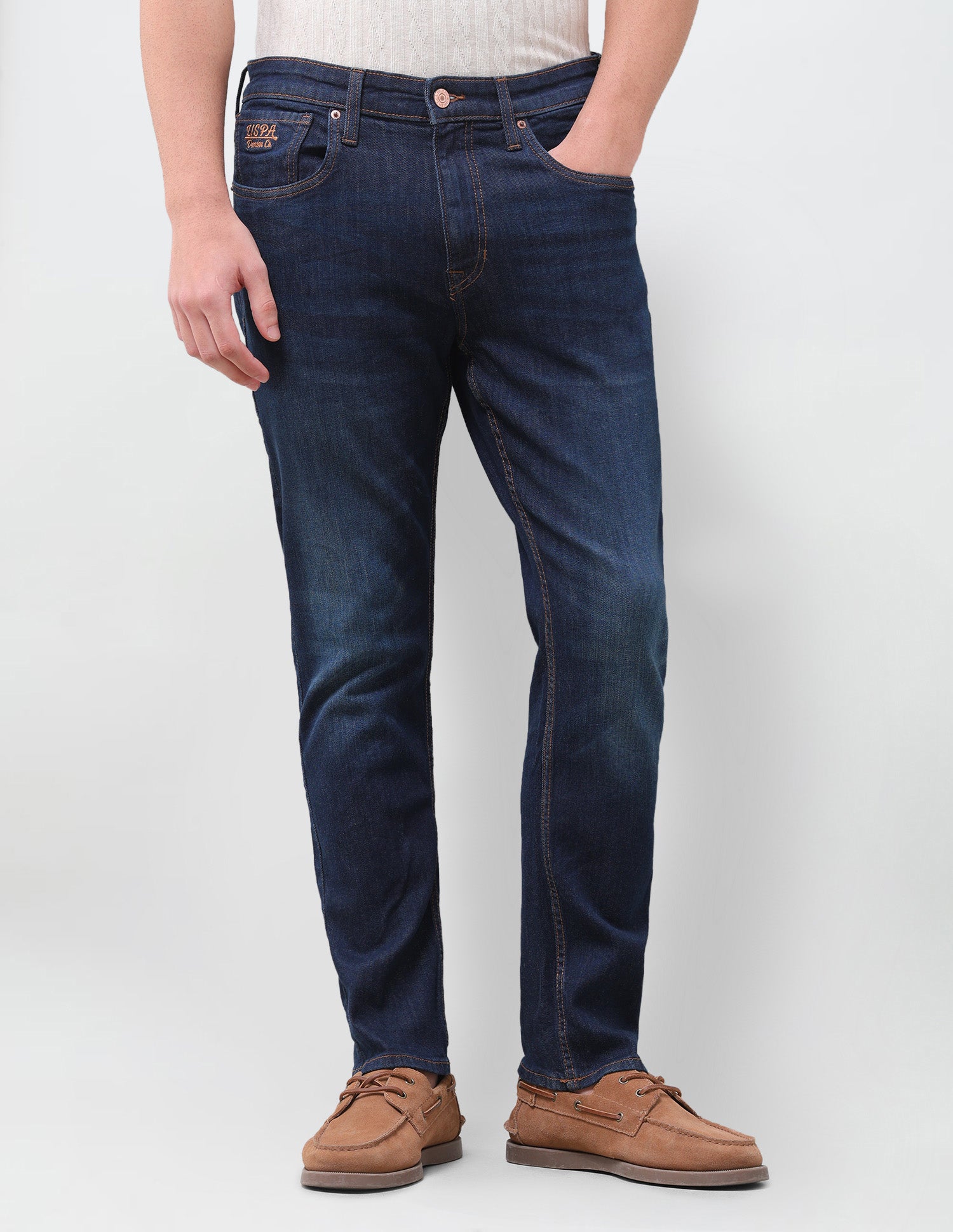 Cole Comfort Cropped Fit Blue Jeans Dark Indigo - U.S. Polo Assn. India | Large
