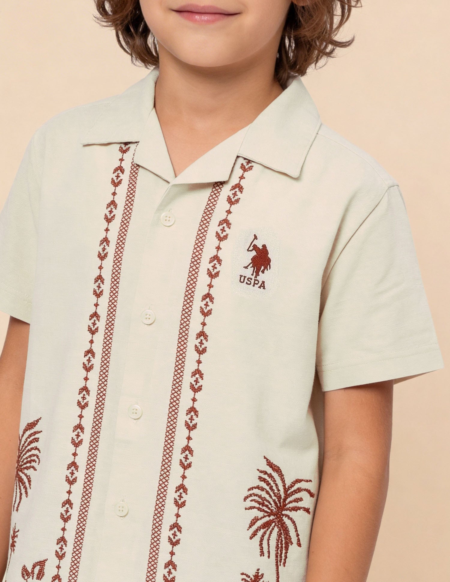 Tropical Printed Regular Fit Shirt Off White - U.S. Polo Assn. India | Large