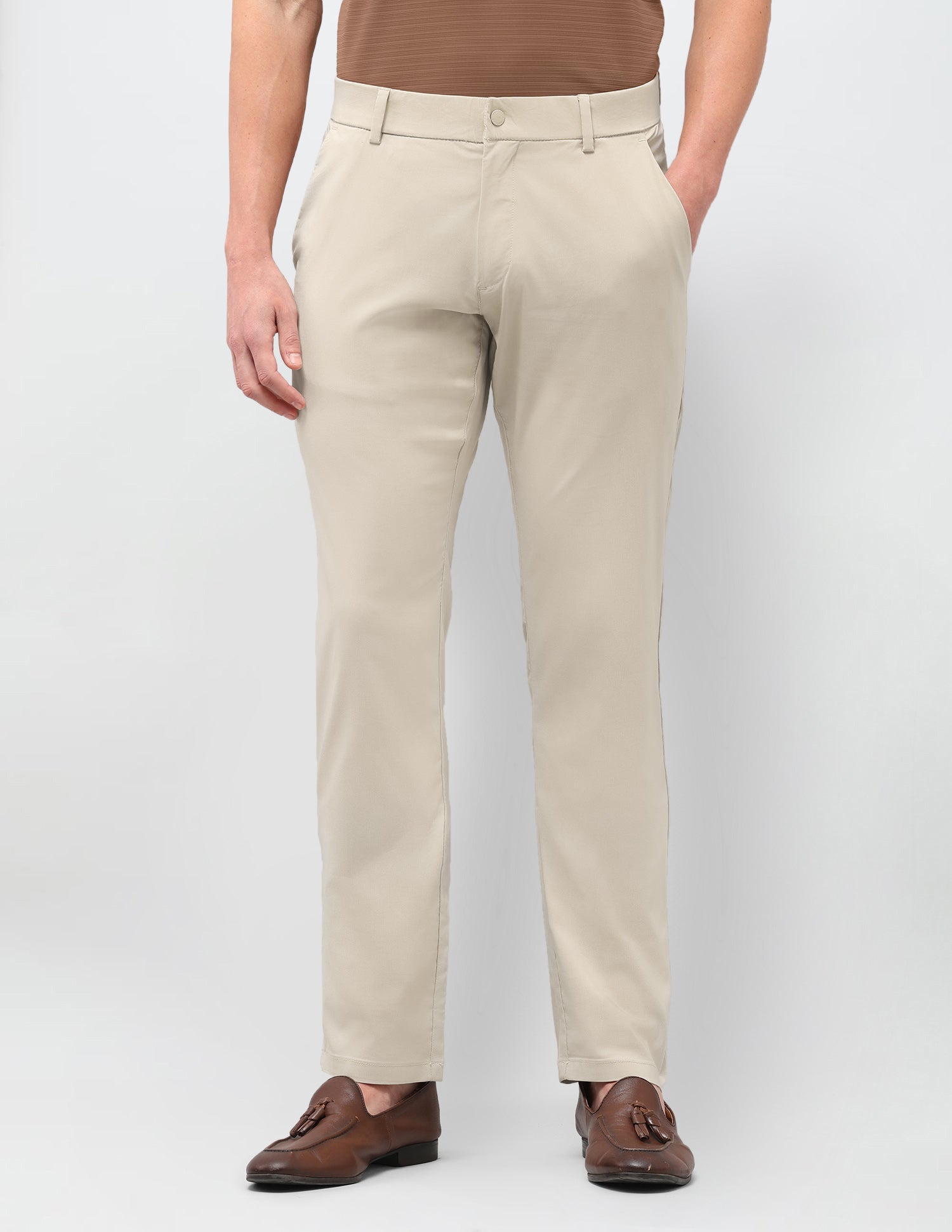 Satin Denver Slim Fit Trousers Beige - U.S. Polo Assn. India | Large