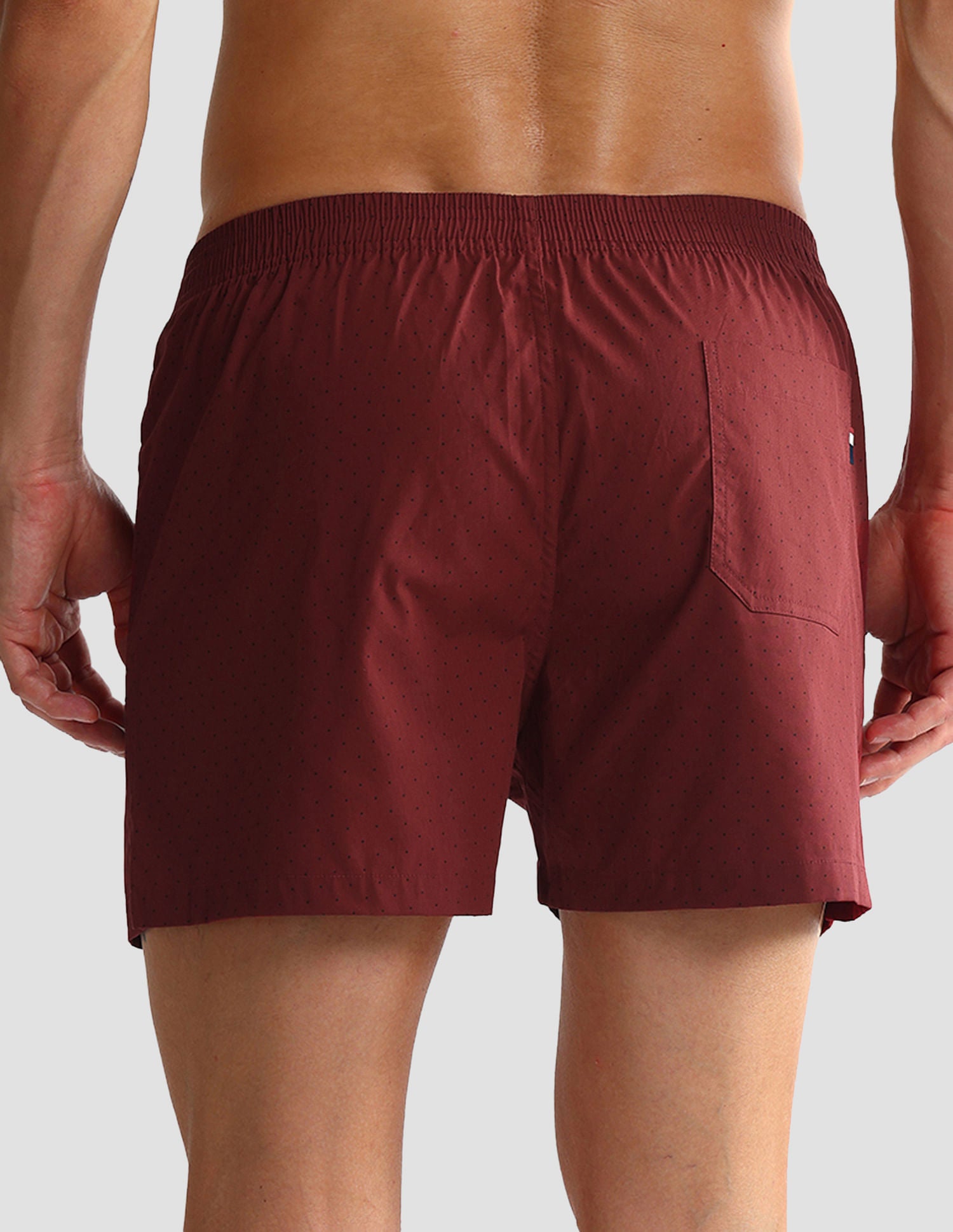 Mid Rise Solid OEX05 Shorts - Pack Of 2 Polka Dot Maroon And Maroon - U.S. POLO ASSN. | Large