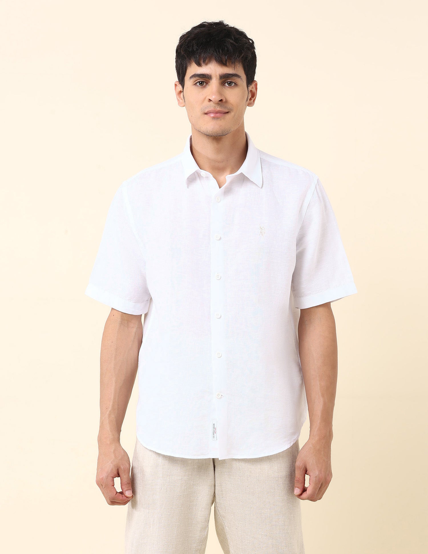 Solid Tailored Fit Amsler Shirt White - U.S. Polo Assn. India | Large
