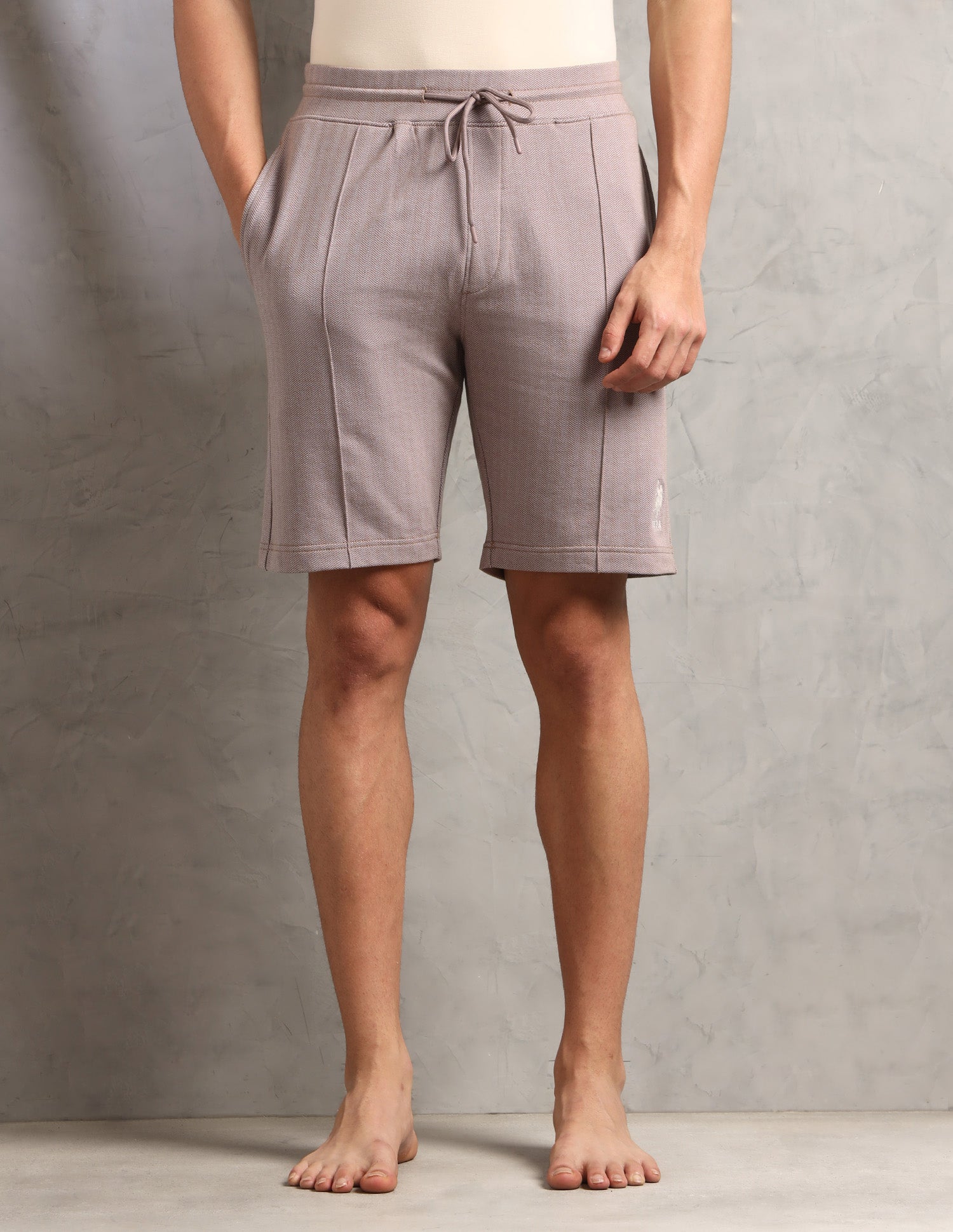 Chevron Slim Fit PS004-PL Lounge Shorts - Pack of 1 Moon Light Coco Mocha - U.S. Polo Assn. India | Large
