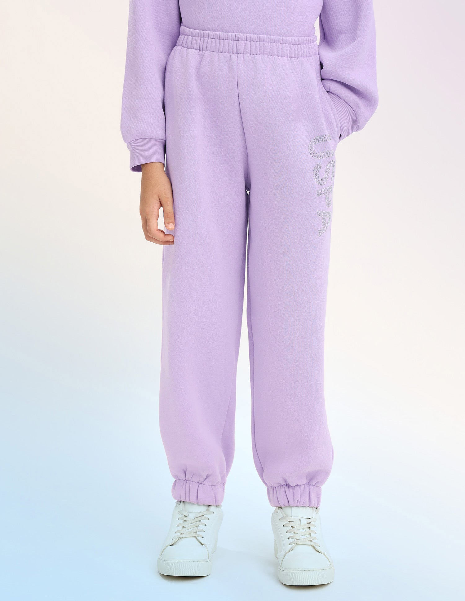 Girls Solid Regular Fit Joggers Light Purple - U.S. POLO ASSN. | Large